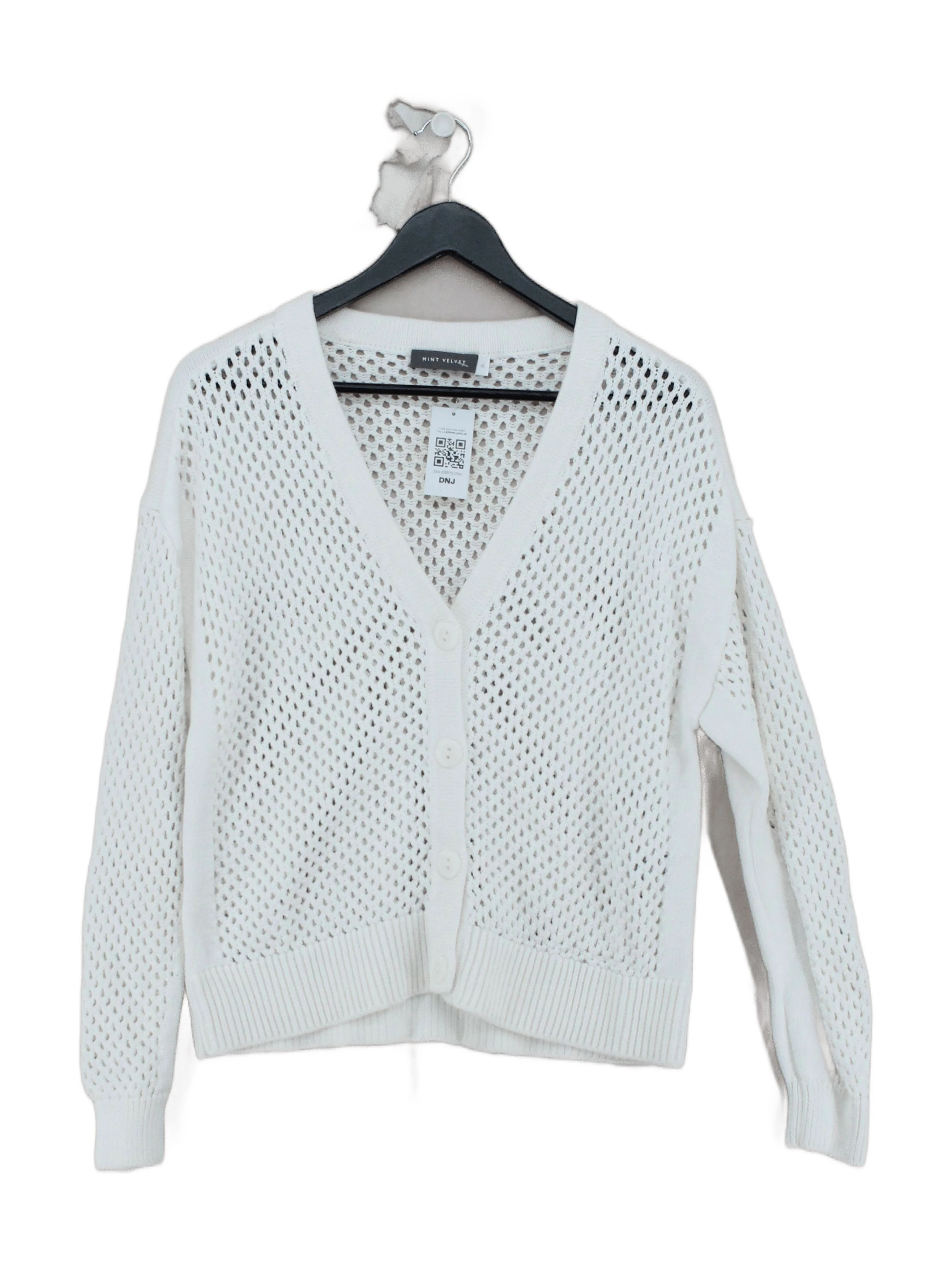 Mint Velvet Women's Cardigan XS White 100% Cotton V-Neck Cardigan