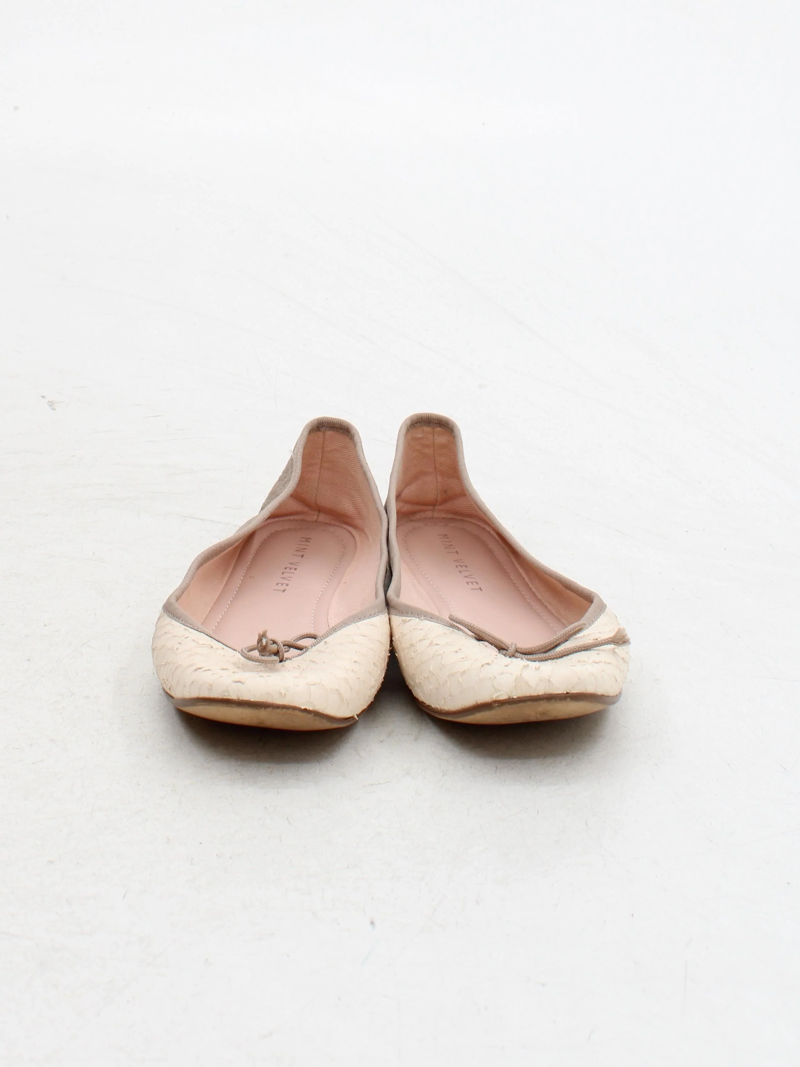 Mint Velvet Women's Flat Shoes UK 7 Gold Animal Print 100% Leather Ballet - Image 2