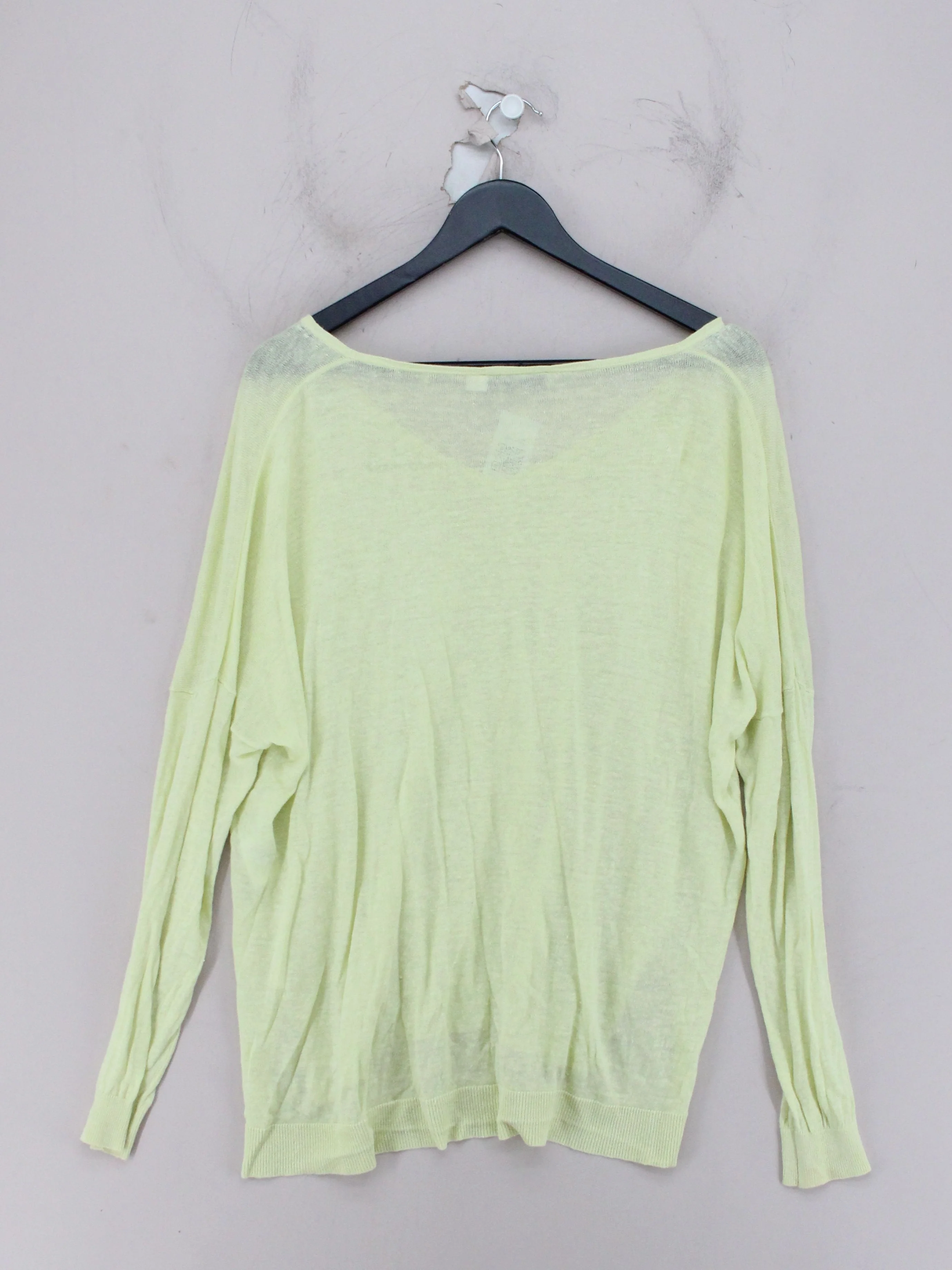 Mint Velvet Women's Jumper UK 16 Yellow 100% Linen V-Neck Pullover - Image 2