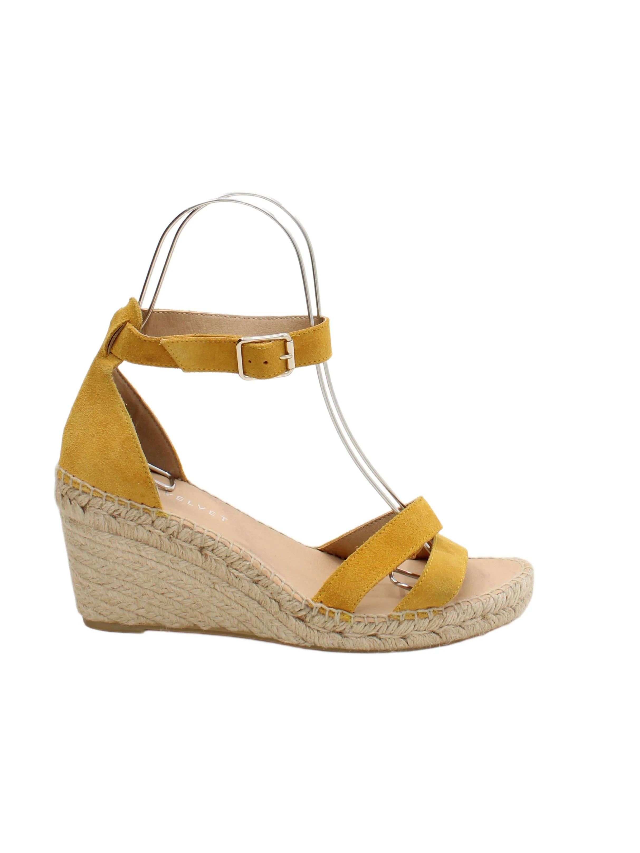 Mint Velvet Women's Sandals UK 7 Yellow Suede with Other Espadrille