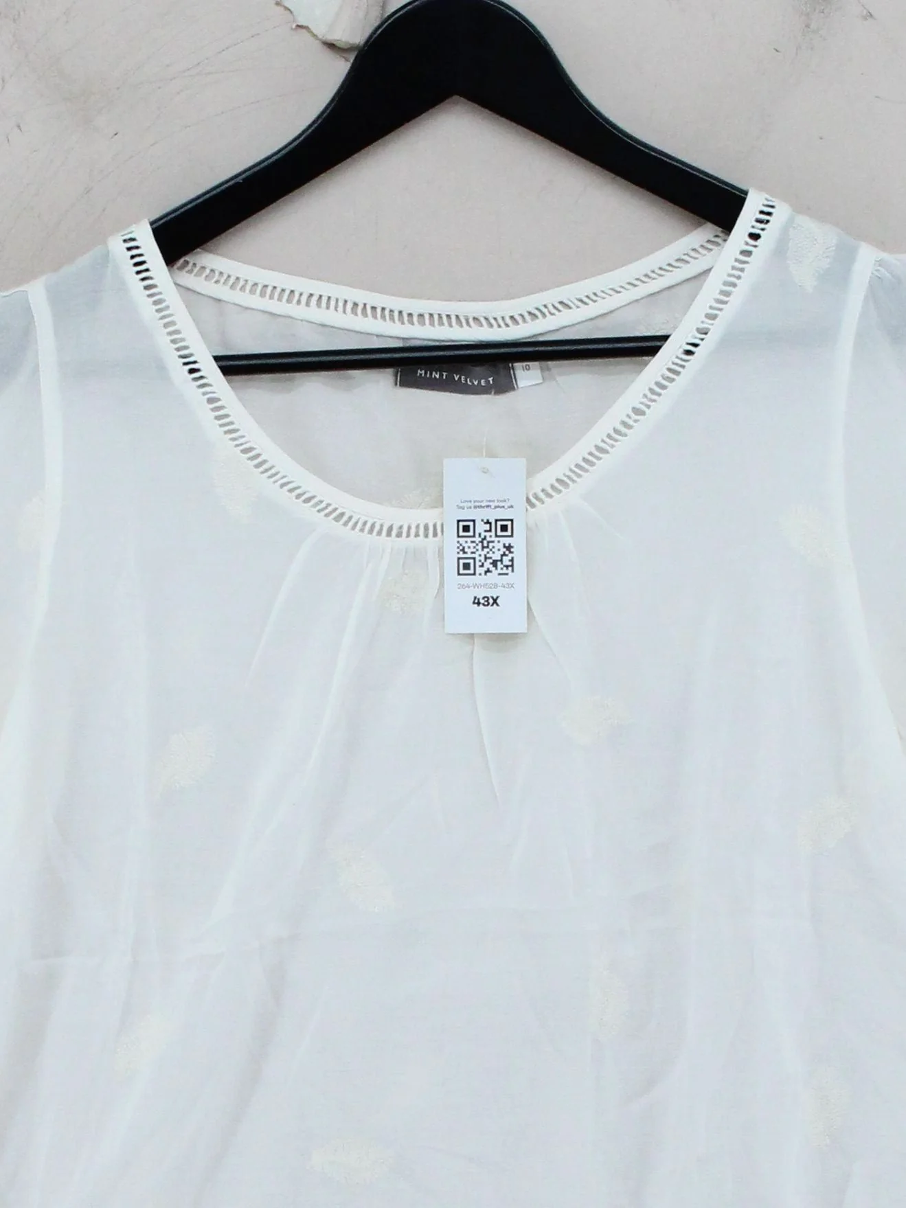 Mint Velvet Women's Top UK 10 White Viscose with Cotton Basic - Image 3