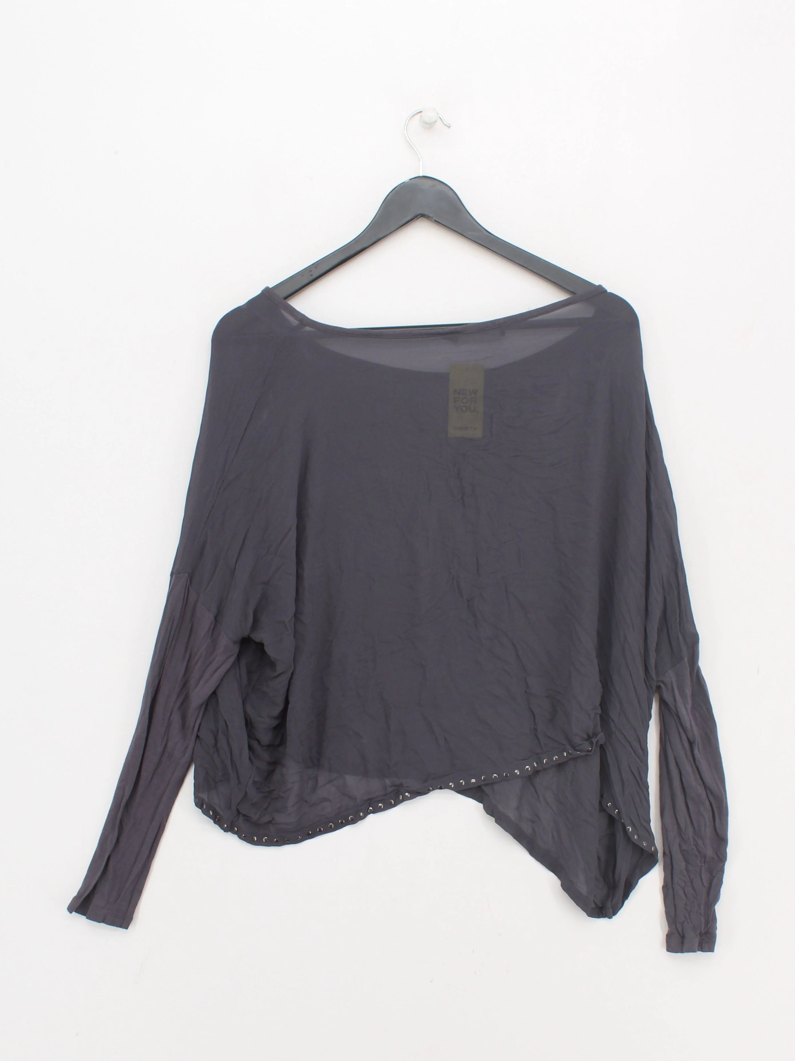 Mint Velvet Women's Top UK 12 Grey 100% Viscose Long Sleeve Round Neck Basic - Image 2