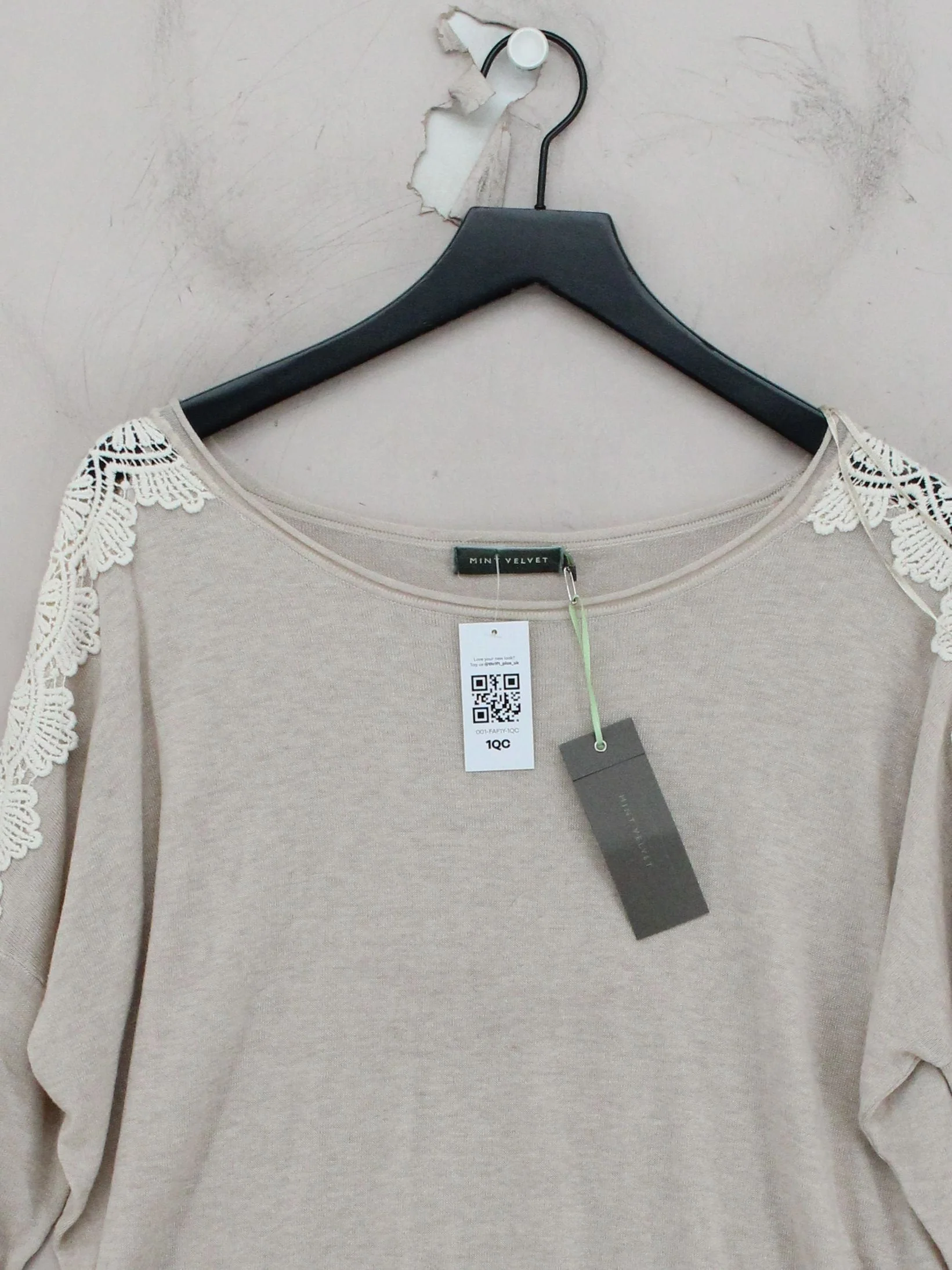 Mint Velvet Women's Top UK 16 Cream Lyocell Modal with Cotton, Wool Basic - Image 3