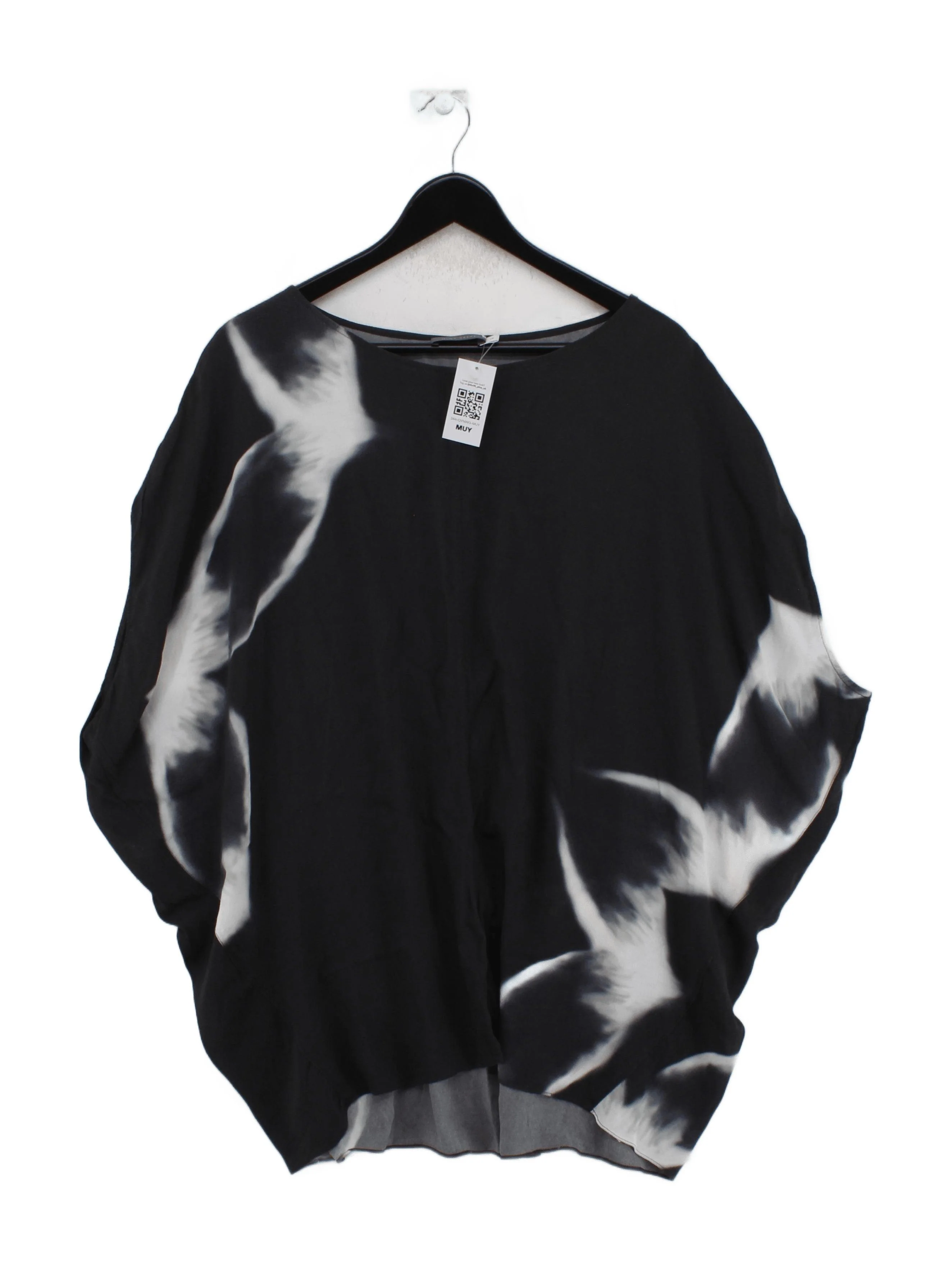 Mint Velvet Women's Top UK 18 Black 100% Viscose Short Sleeve Round Neck Basic