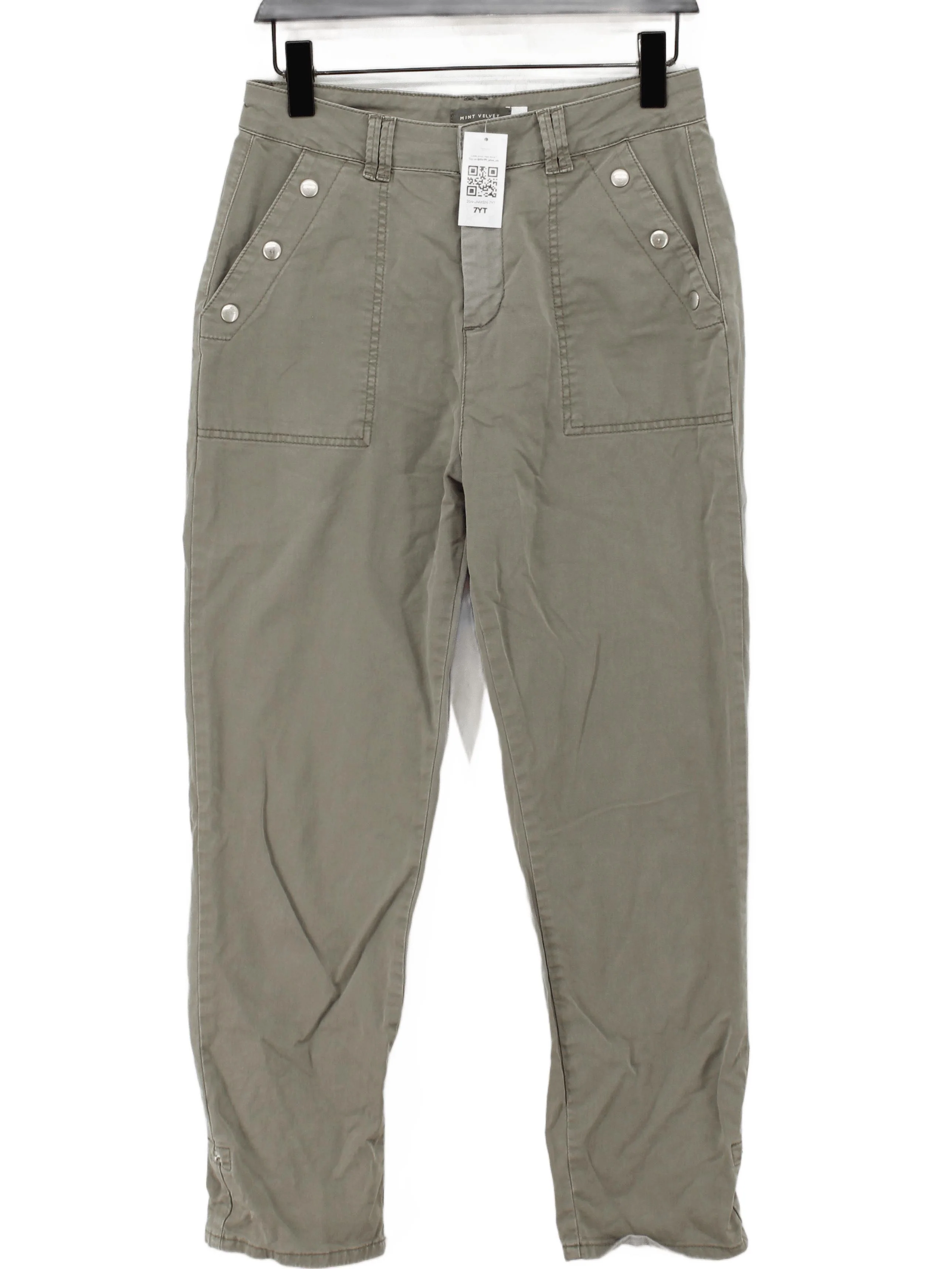Mint Velvet Women's Trousers UK 10 Green Cotton with Elastane Tapered Chino