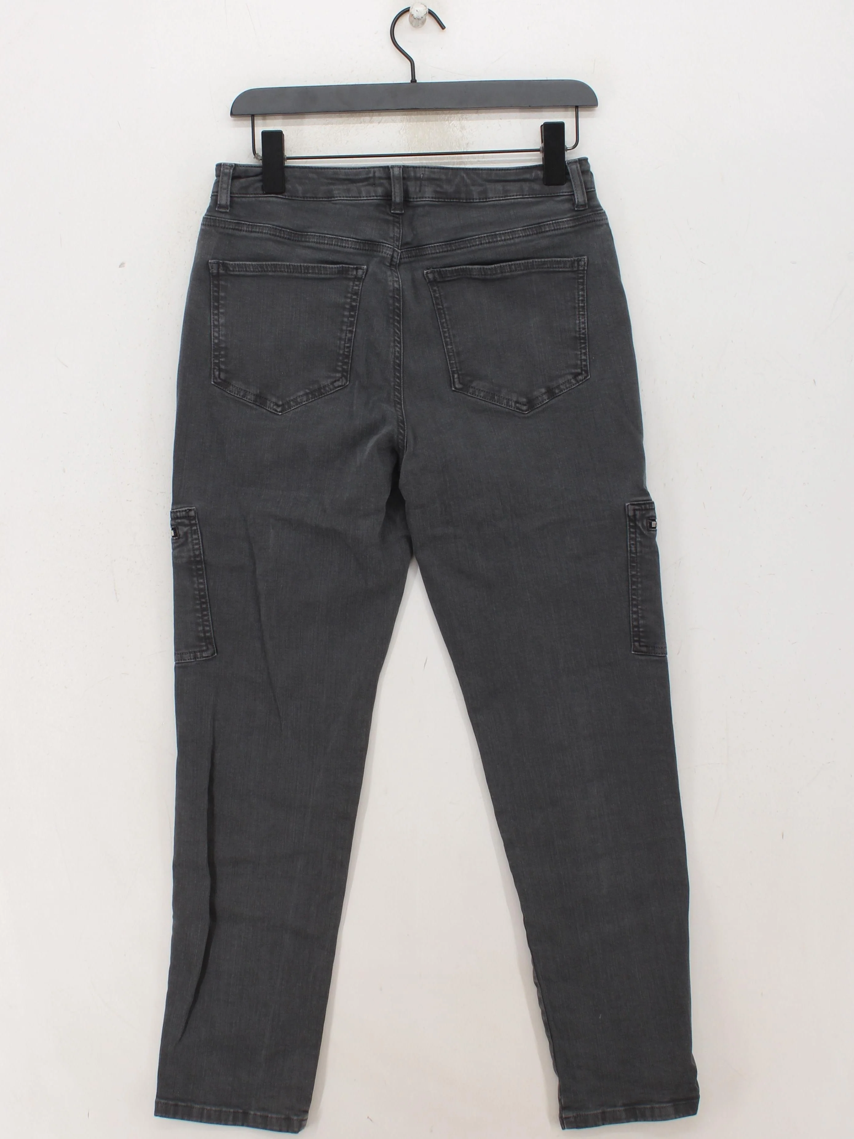 Mint Velvet Women's Trousers UK 12 Grey Cotton with Polyester, Elastane Cargo - Image 2
