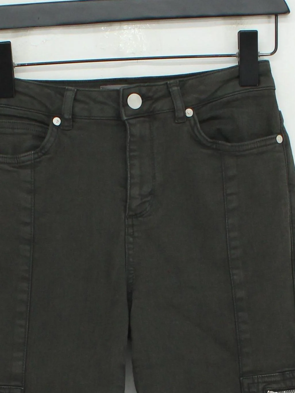 Mint Velvet Women's Trousers UK 8 Green Cotton with Polyester, Elastane Cargo - Image 3