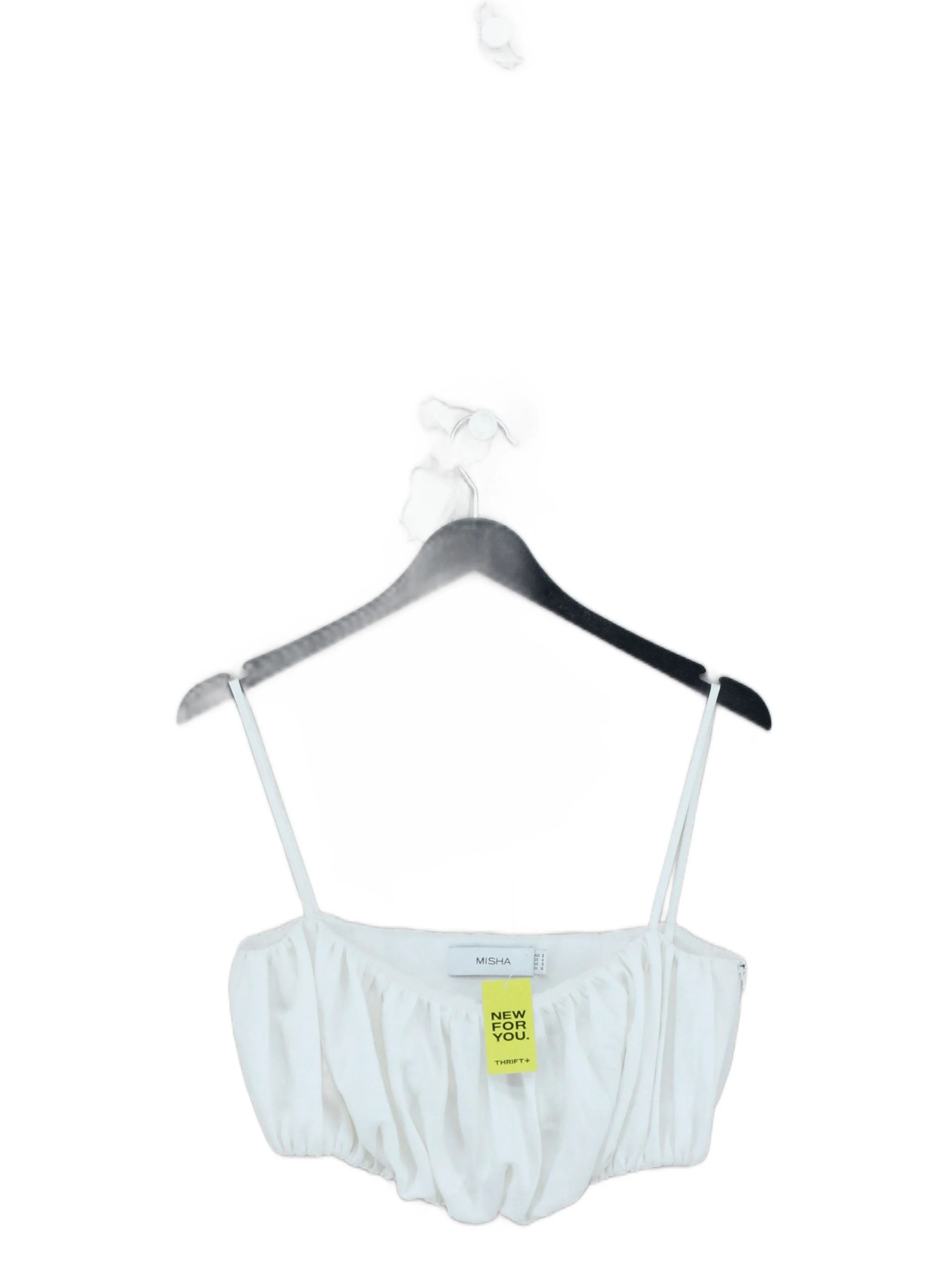 Misha Women's Top S White 100% Polyester Sleeveless Square Neck Cropped