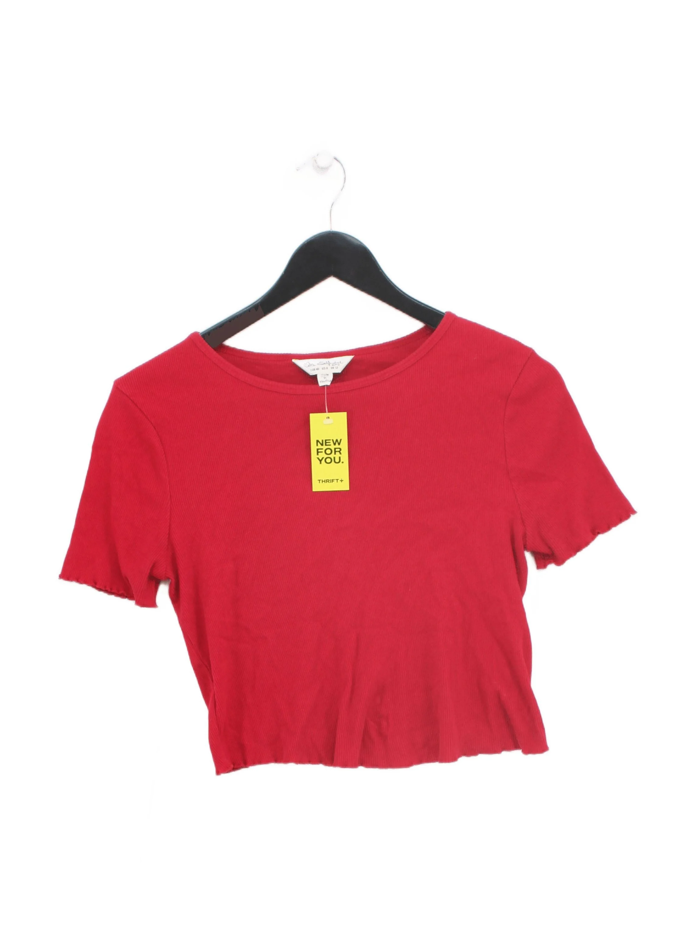 Miss Selfridge Women's T-Shirt UK 12 Red 100% Cotton Basic