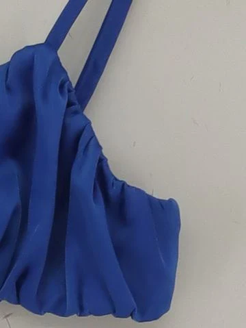 misspap adjustable strap bikini top in blue - Image 4
