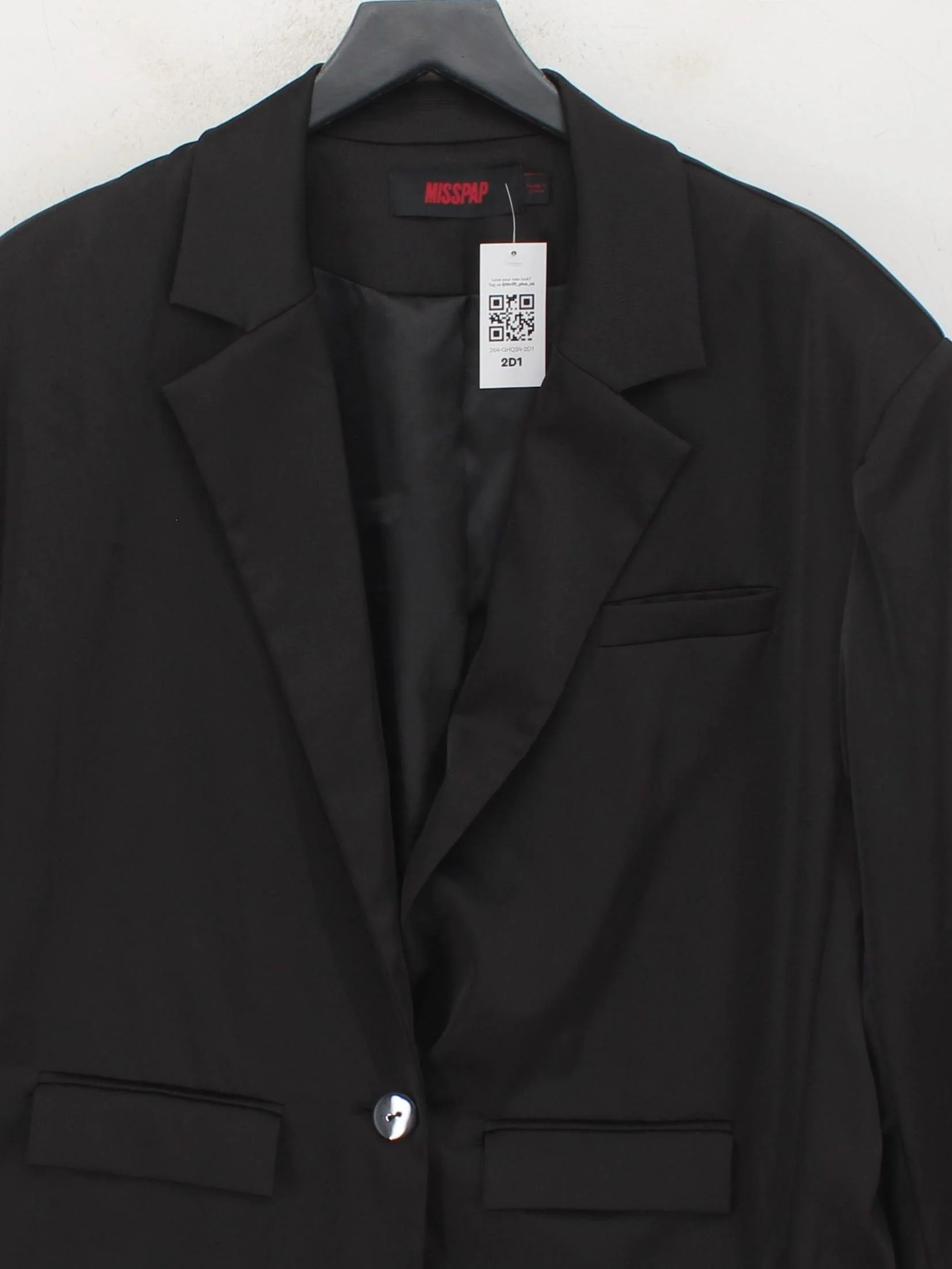 Misspap Women's Blazer UK 14 Black Polyester with Elastane Overcoat - Image 3