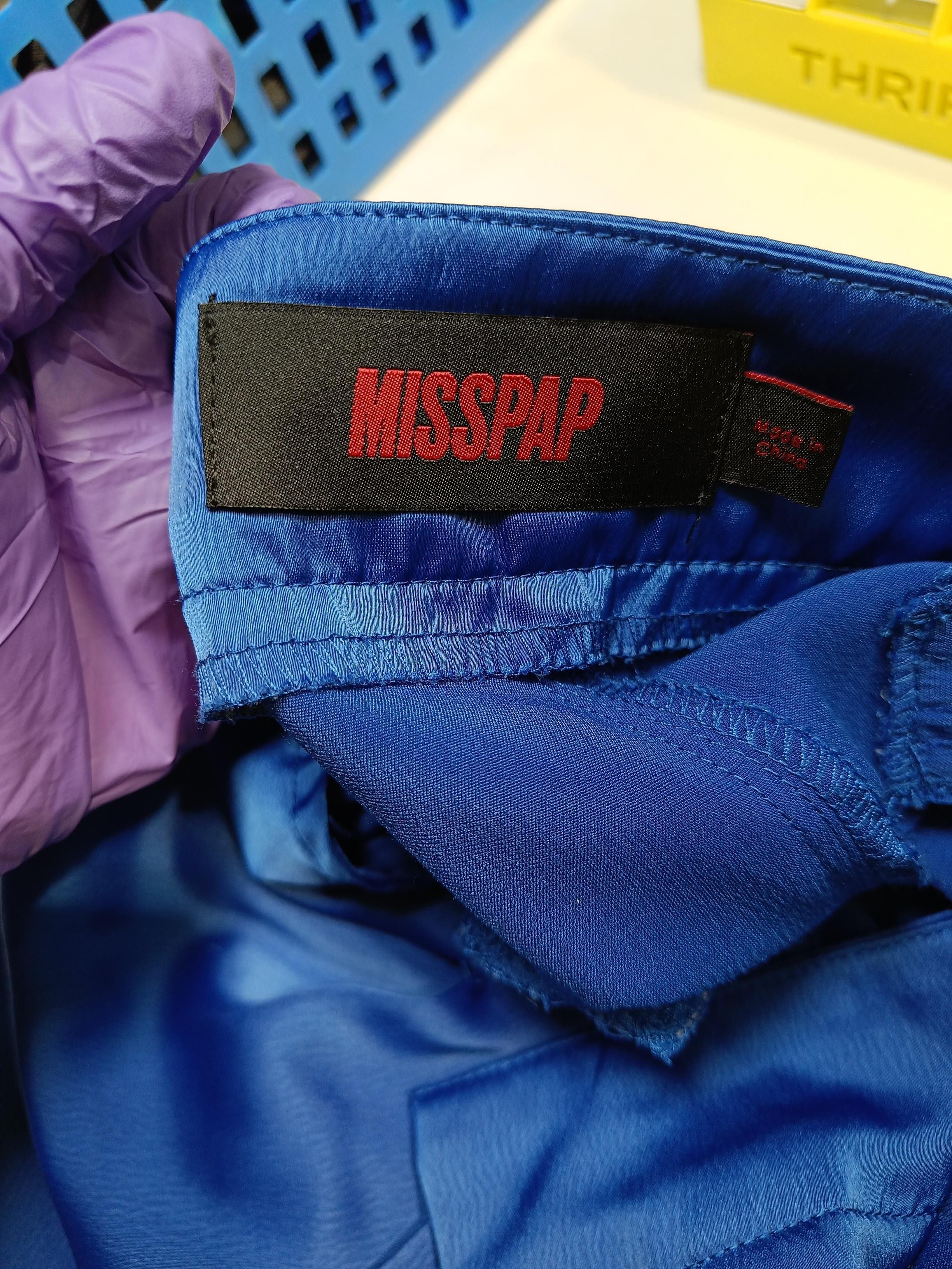 Misspap Women's Trousers UK 10 Blue Polyester with Elastane Wide-Leg Chino - Image 5