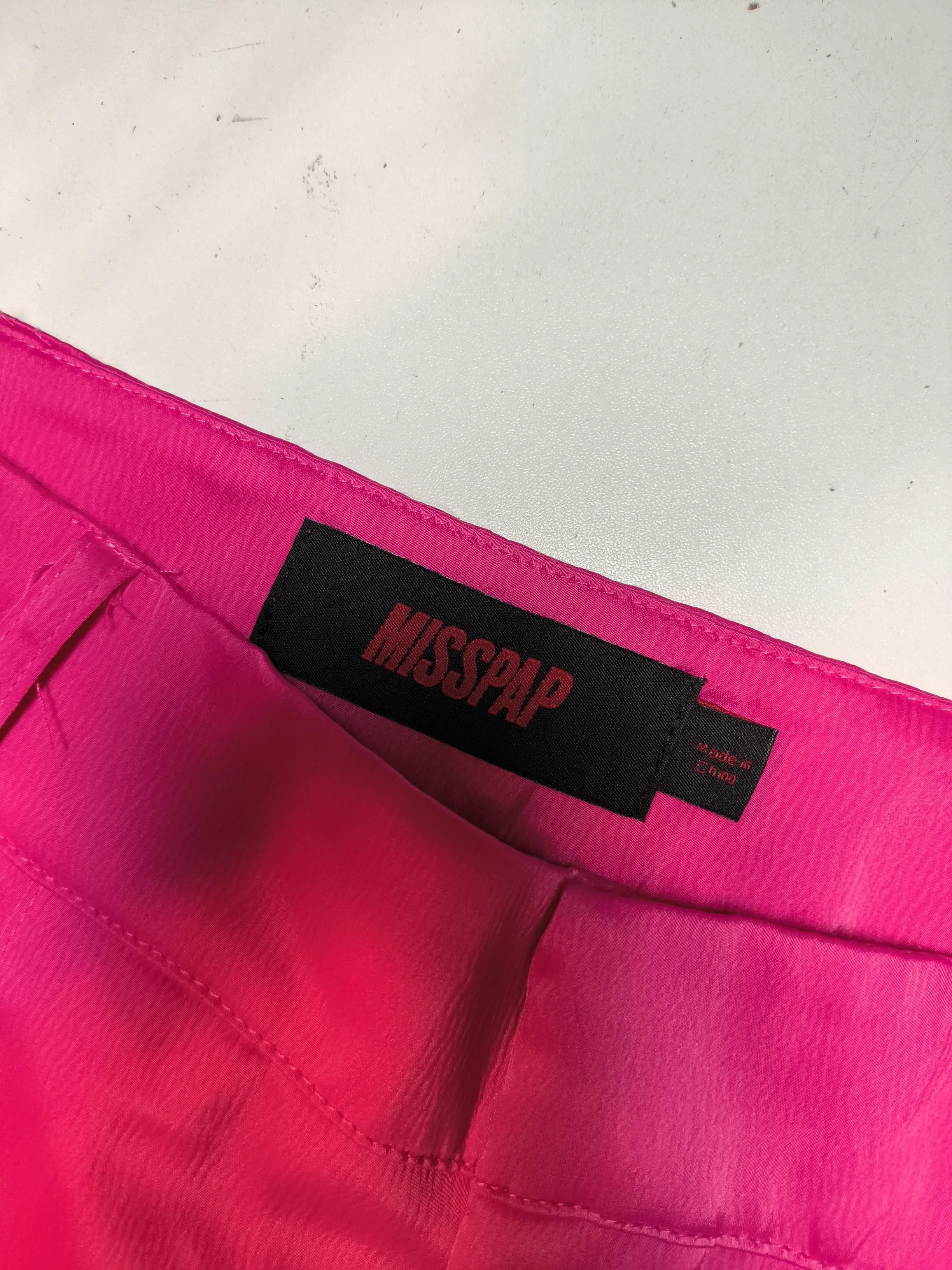 Misspap Women's Trousers UK 10 Pink Polyester with Elastane Wide-Leg Chino - Image 5