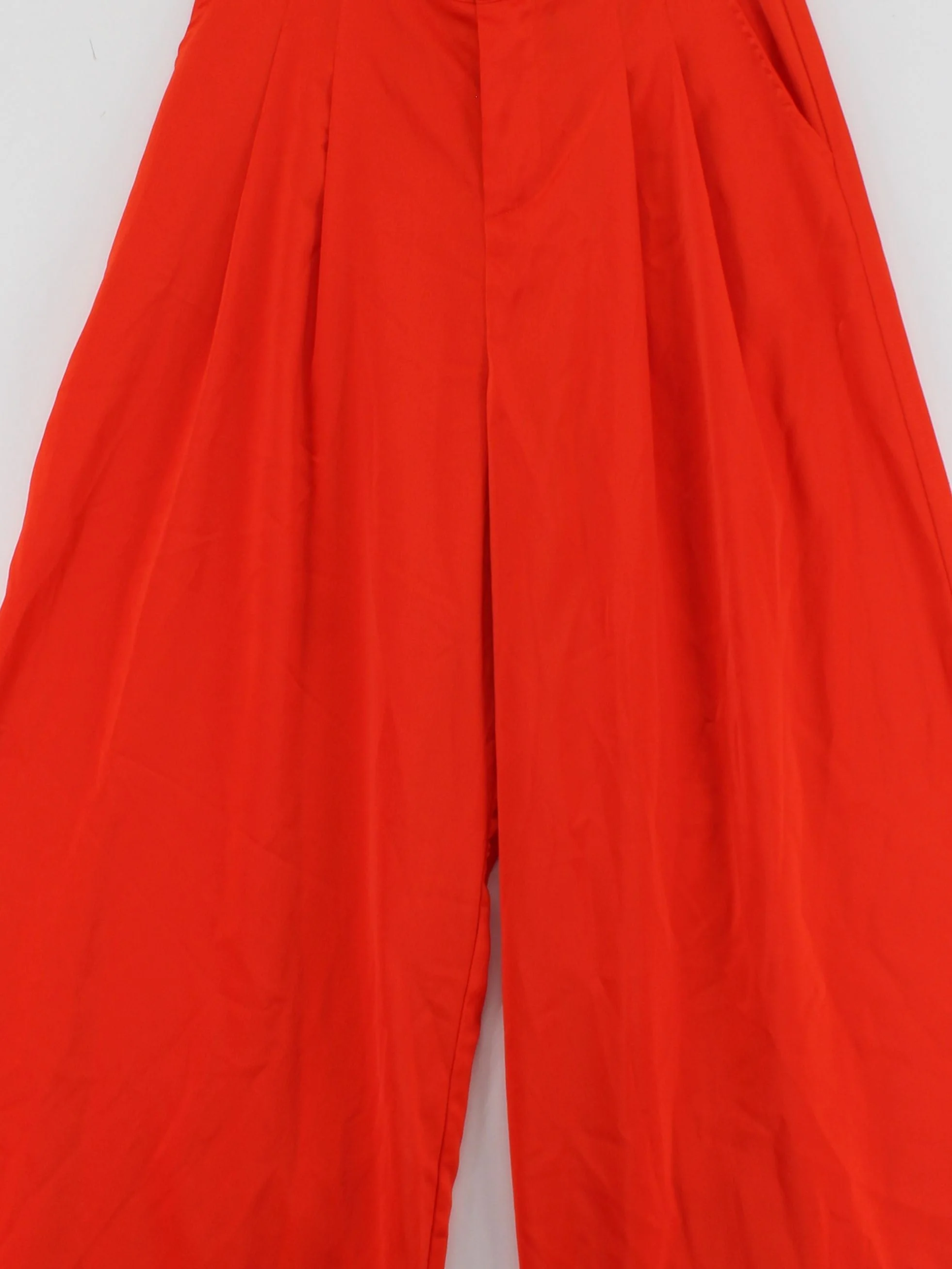 Misspap Women's Trousers UK 10 Red Polyester with Elastane Wide-Leg Chino - Image 3