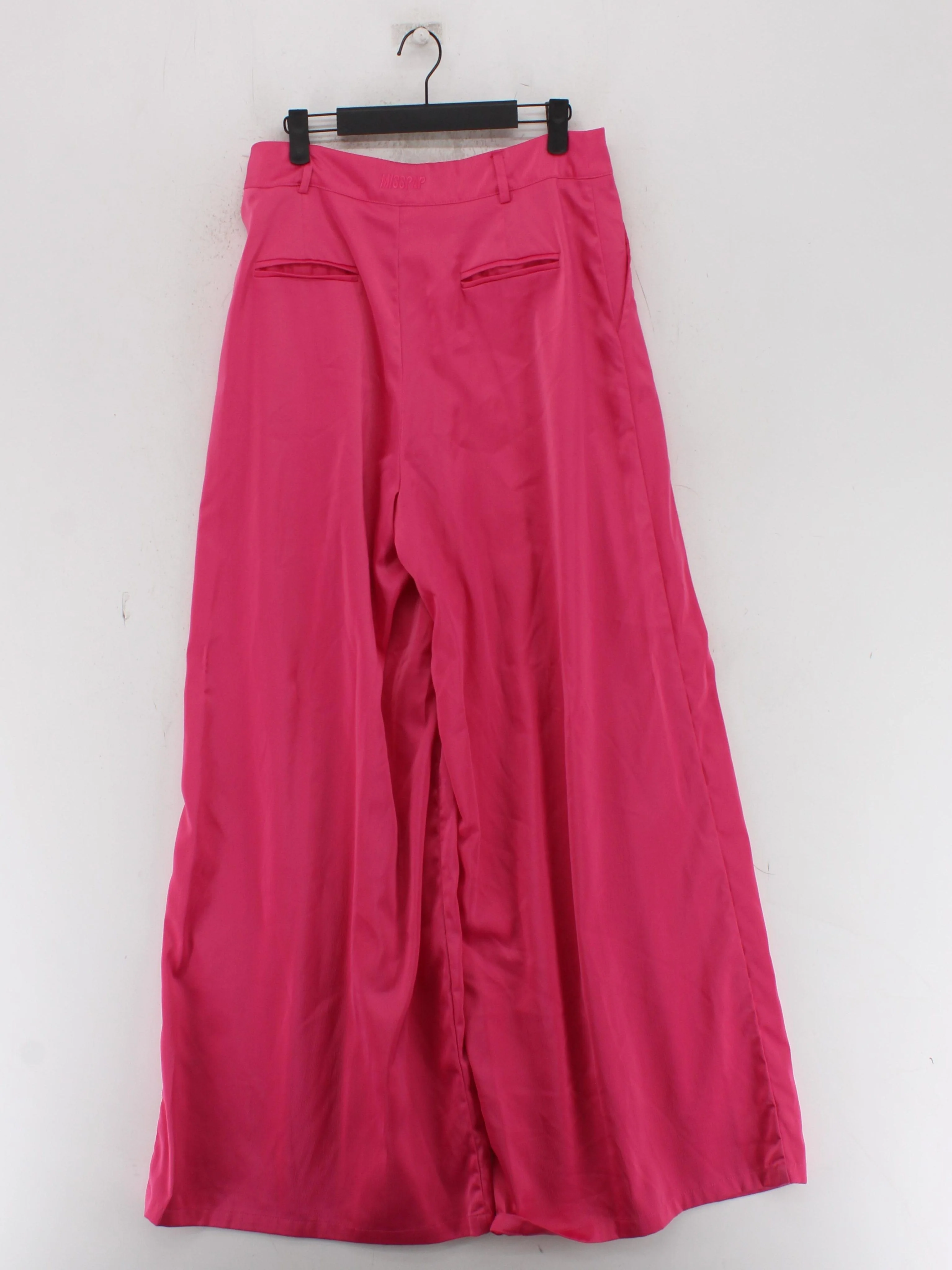Misspap Women's Trousers UK 12 Pink Polyester with Elastane Wide-Leg Sweatpants - Image 2