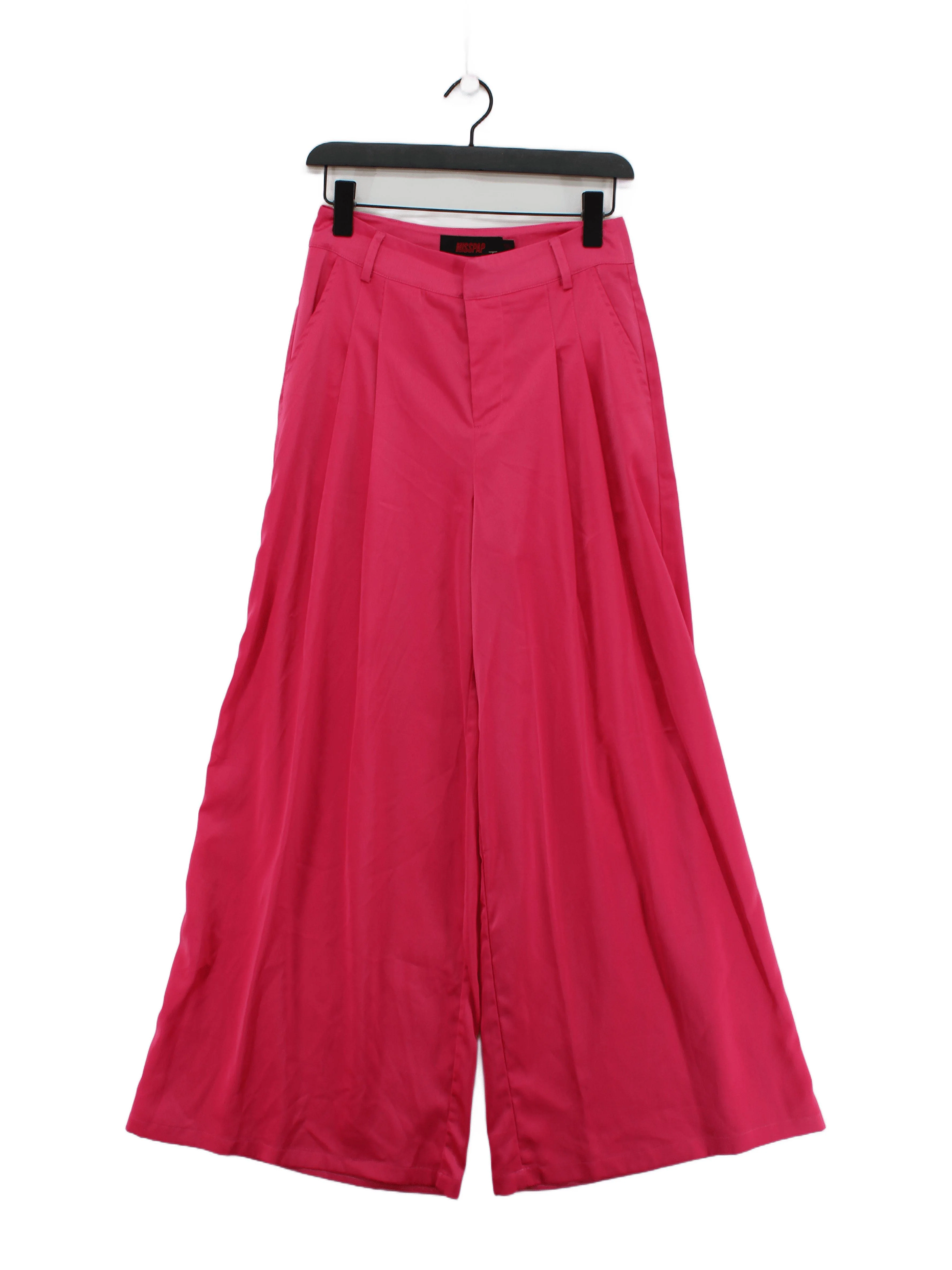 Misspap Women's Trousers UK 6 Pink Polyester with Elastane Wide-Leg Chino