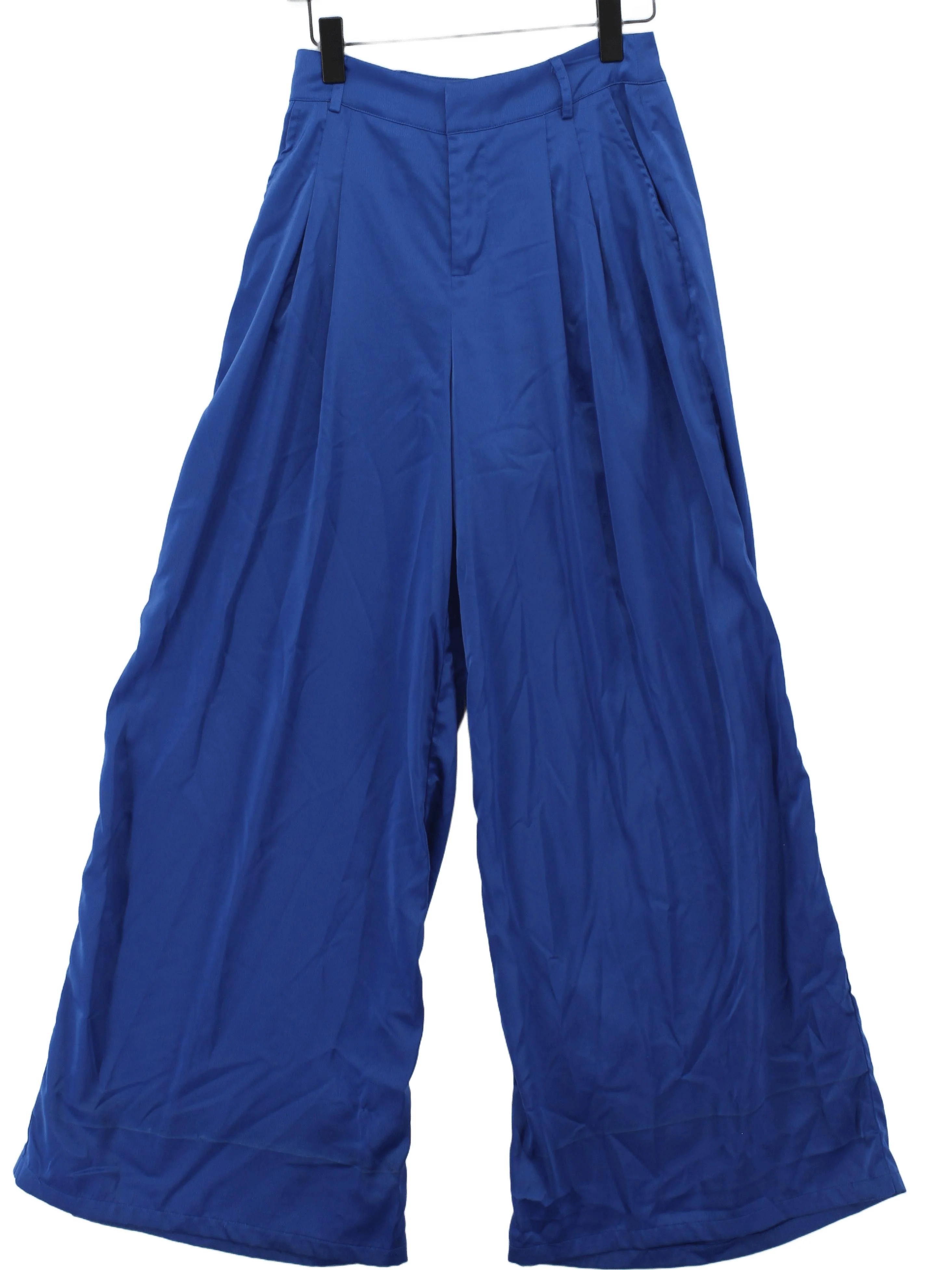 Misspap Women's Trousers UK 8 Blue Polyester with Elastane Wide-Leg Chino