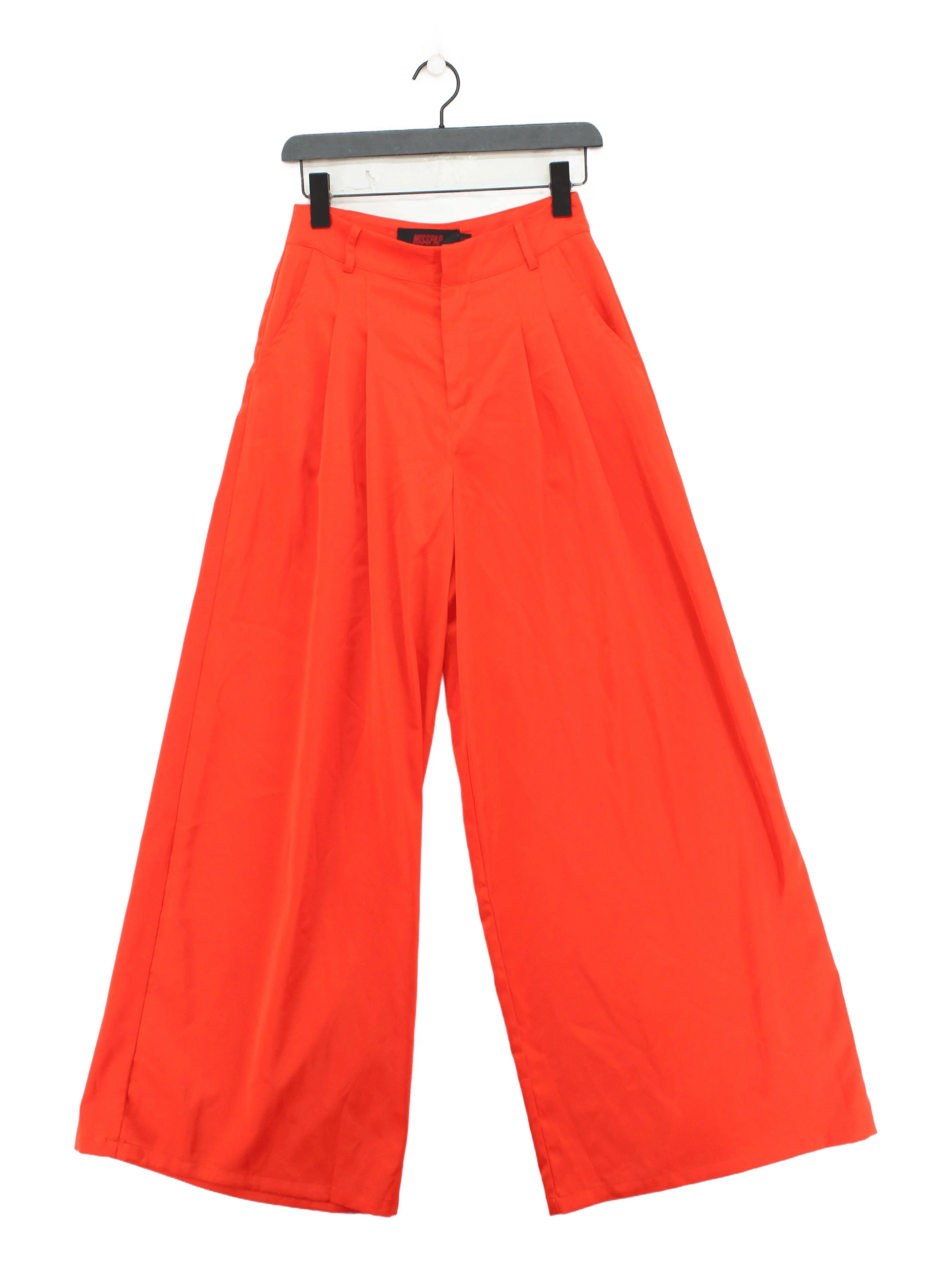 Misspap Women's Trousers W 28 in Orange Polyester with Elastane Wide-Leg Chino