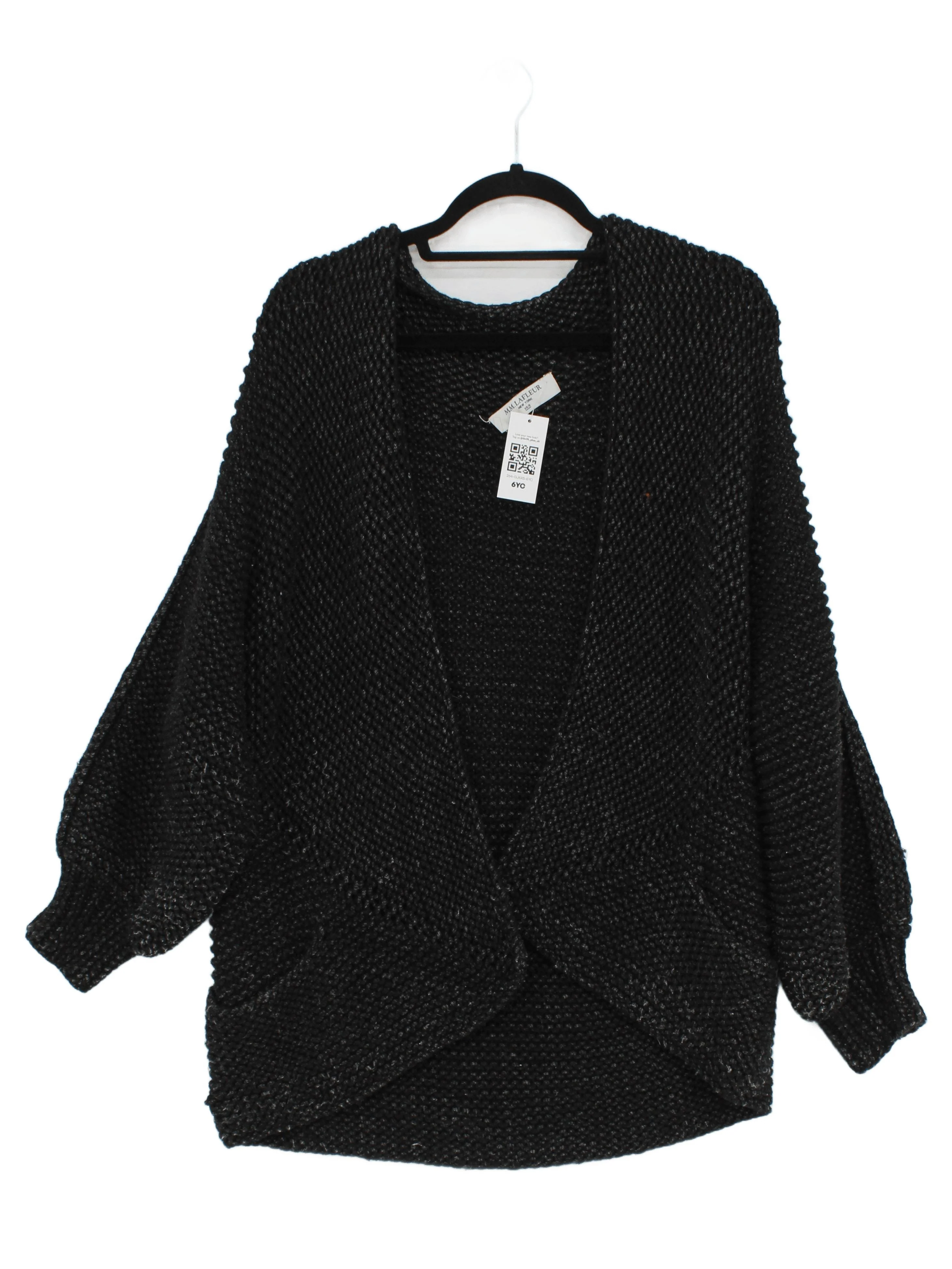 Mm. Lafleur Women's Cardigan XS Black Cotton with Nylon Round Neck Cardigan