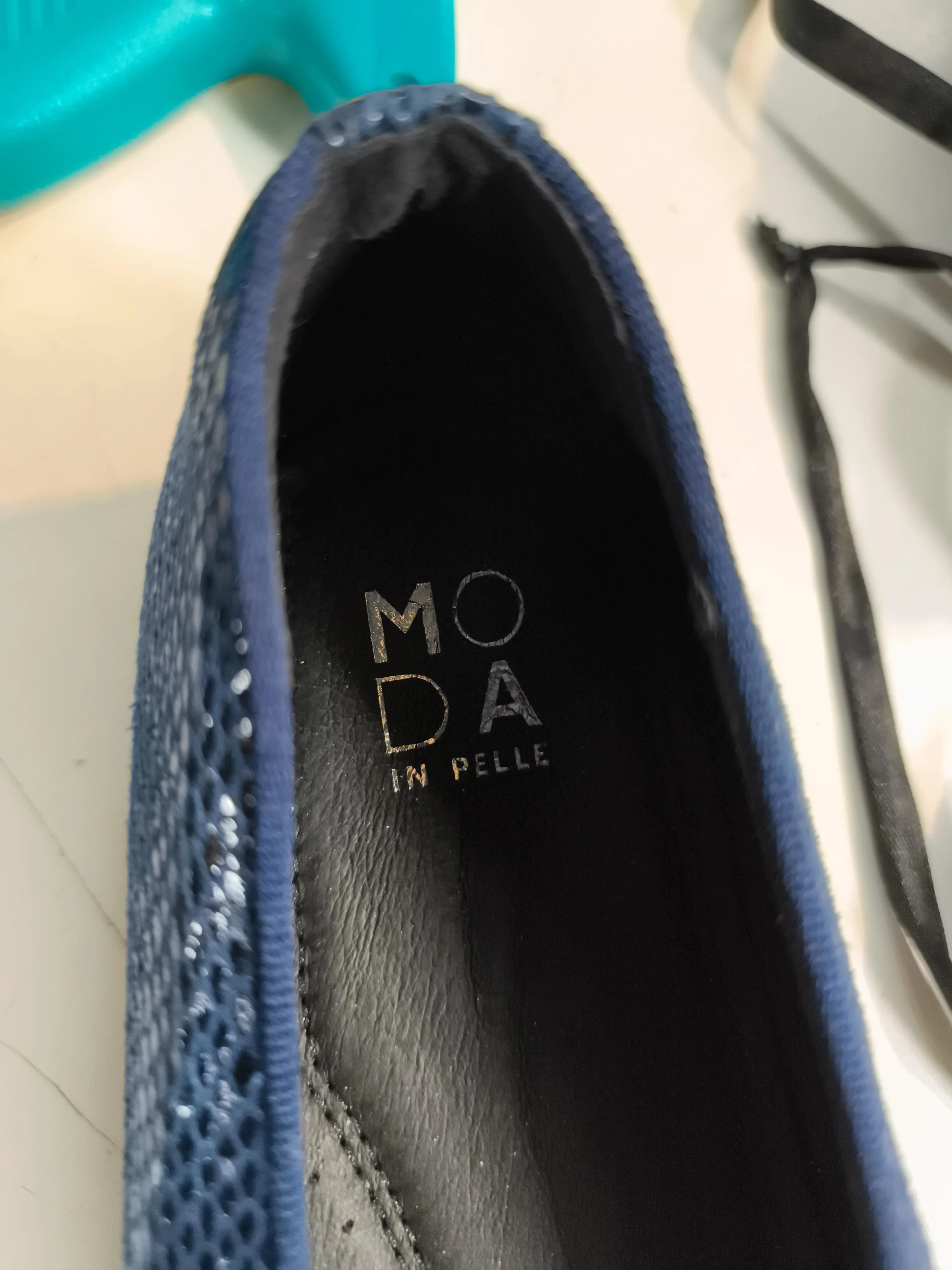 Moda In Pelle Women's Flat Shoes UK 6.5 Blue Animal Print 100% Leather Loafer - Image 8