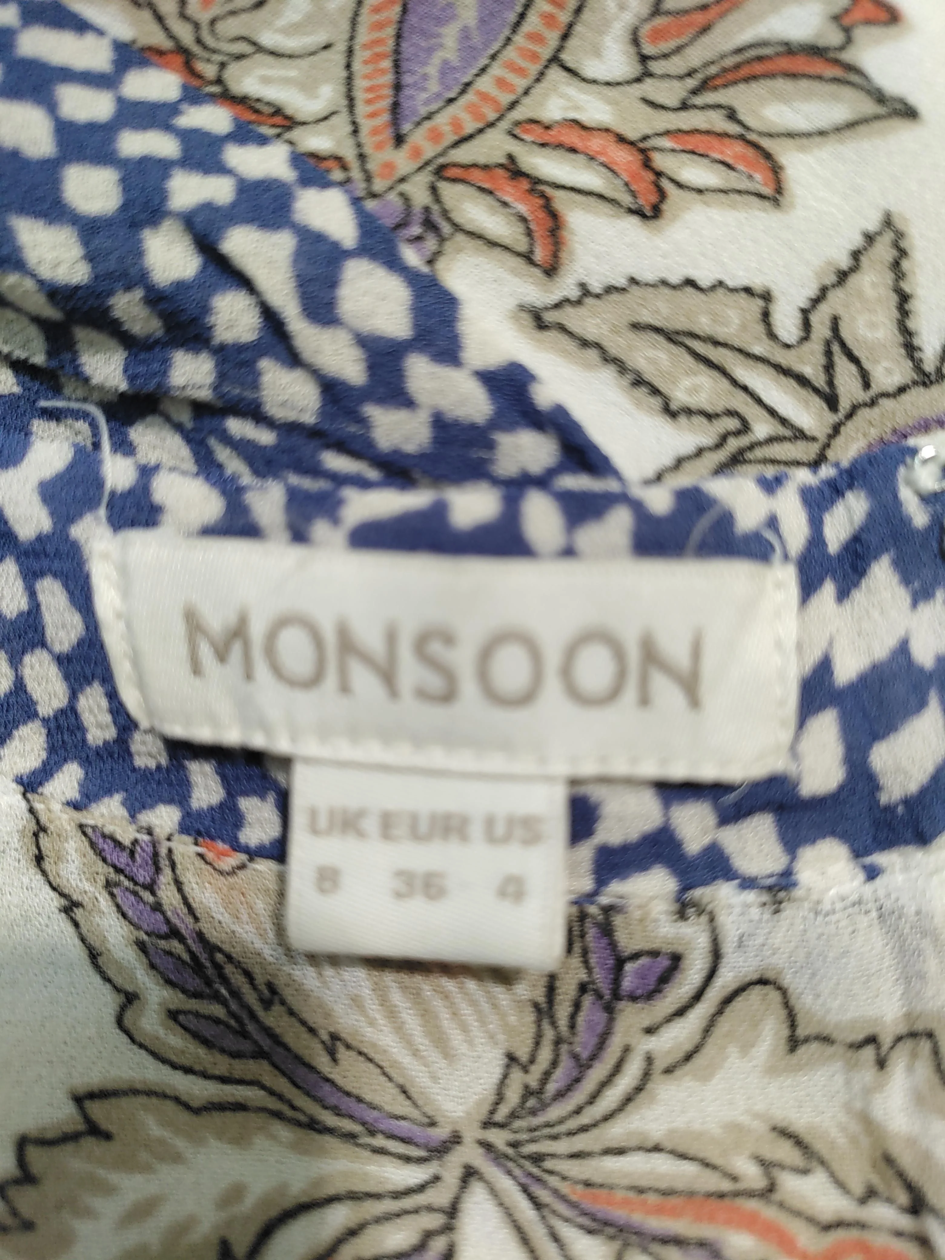 Monsoon A-Line Midi Dress UK8 in Multi - Image 5