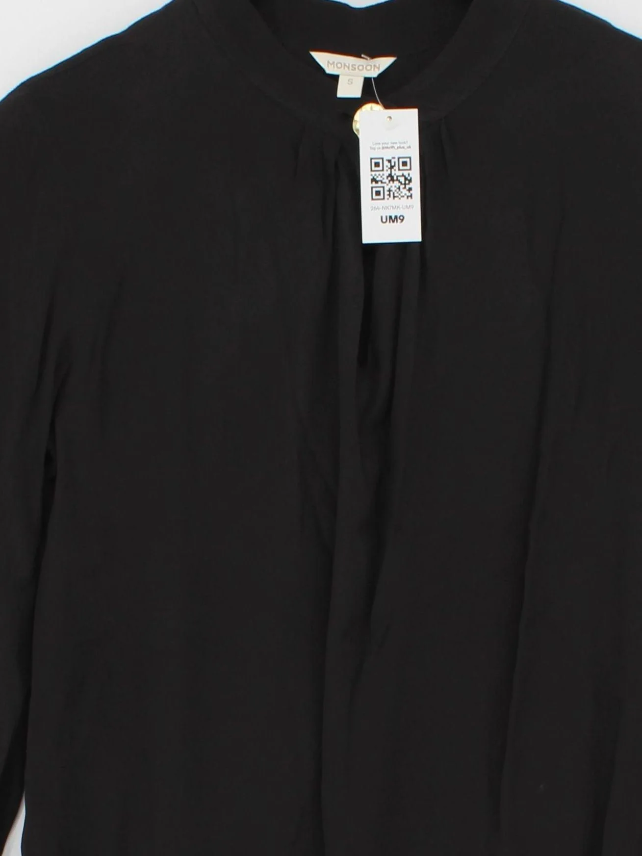 Monsoon Women's Blouse S Black 100% Viscose Long Sleeve High Neck Basic - Image 3
