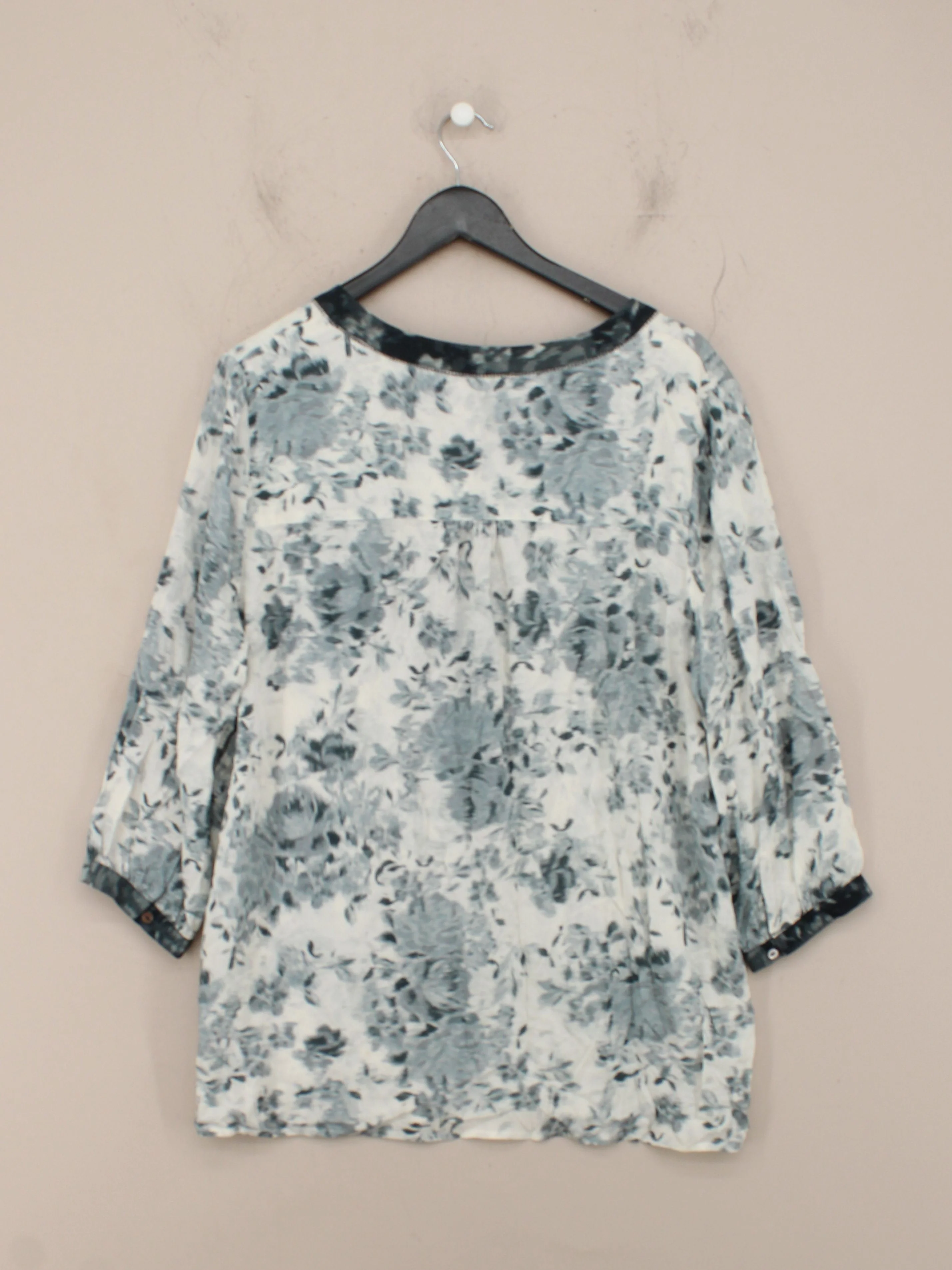 Monsoon Women's Blouse UK 18 Multi Floral 100% Viscose 3/4 Sleeve V-Neck Basic - Image 2