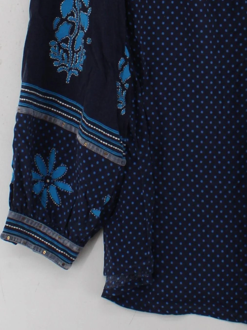 Monsoon Women's Blouse XXL Blue Polkadot 100% Viscose Long Sleeve V-Neck Basic - Image 4