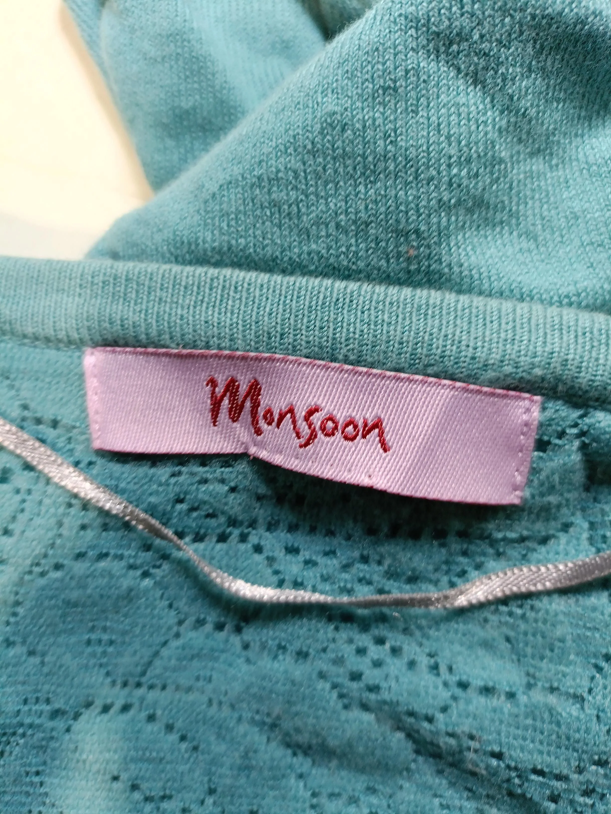 Monsoon Women's Cardigan M Blue Cotton with Nylon, Elastane Round Neck Cardigan - Image 5
