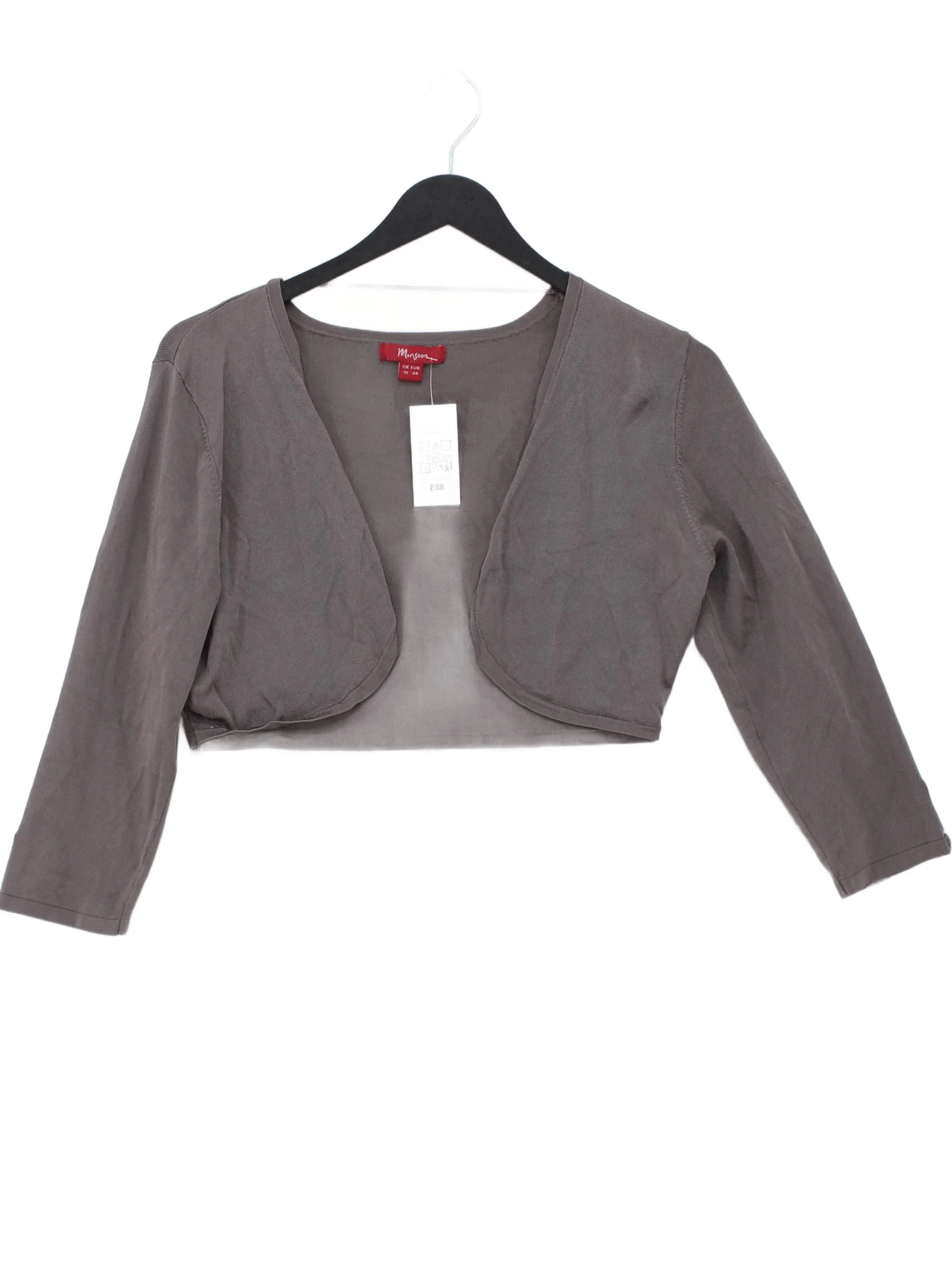 Monsoon Women's Cardigan UK 10 Brown Viscose with Nylon V-Neck Cardigan