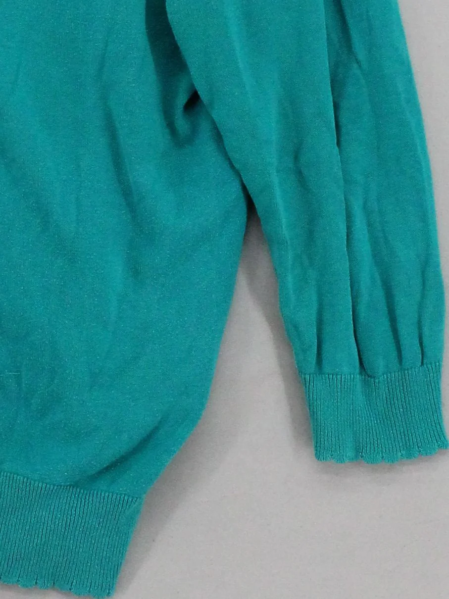 Monsoon Women's Cardigan UK 14 Green 100% Cotton V-Neck Cardigan - Image 4