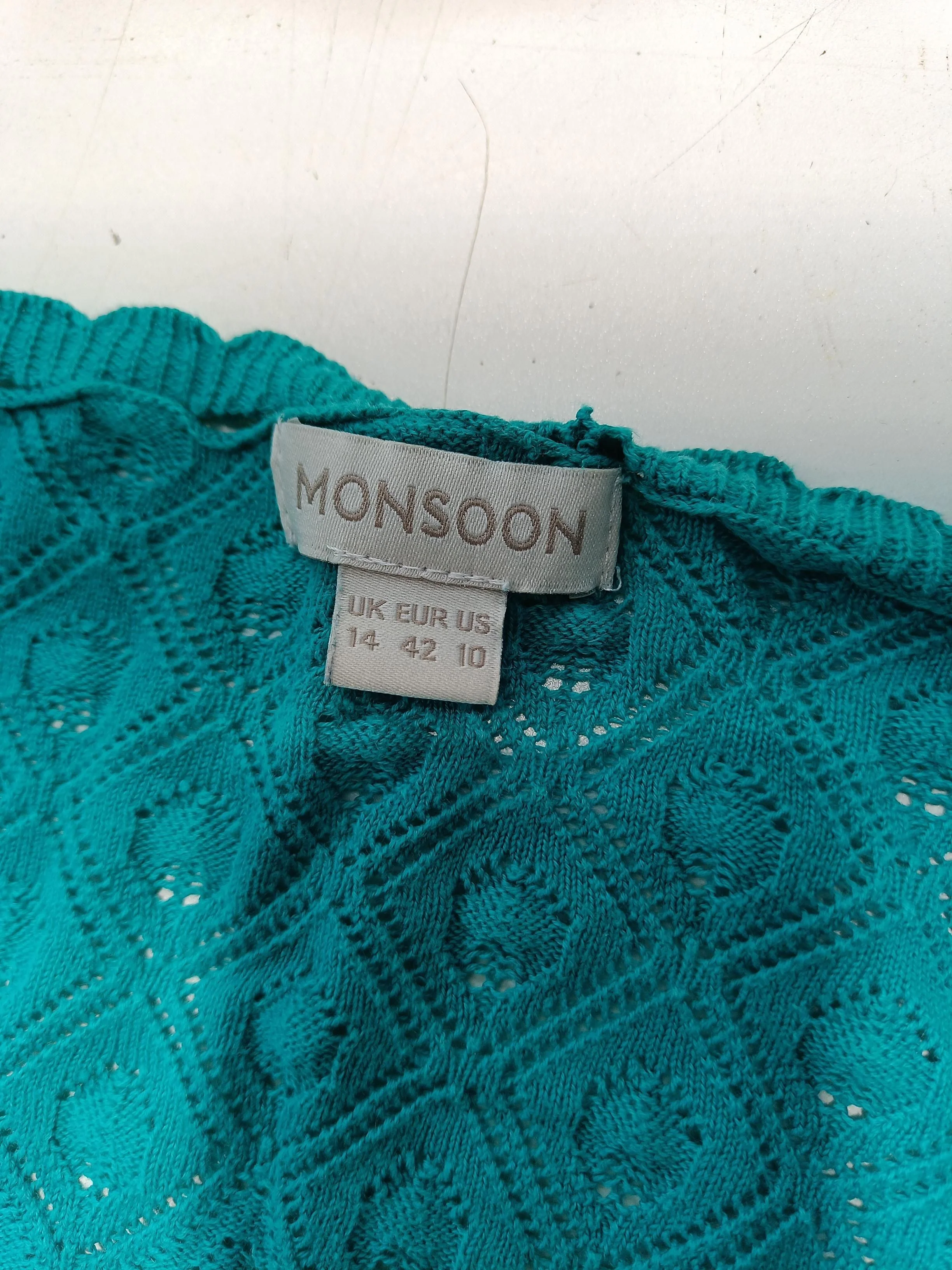 Monsoon Women's Cardigan UK 14 Green 100% Cotton V-Neck Cardigan - Image 6