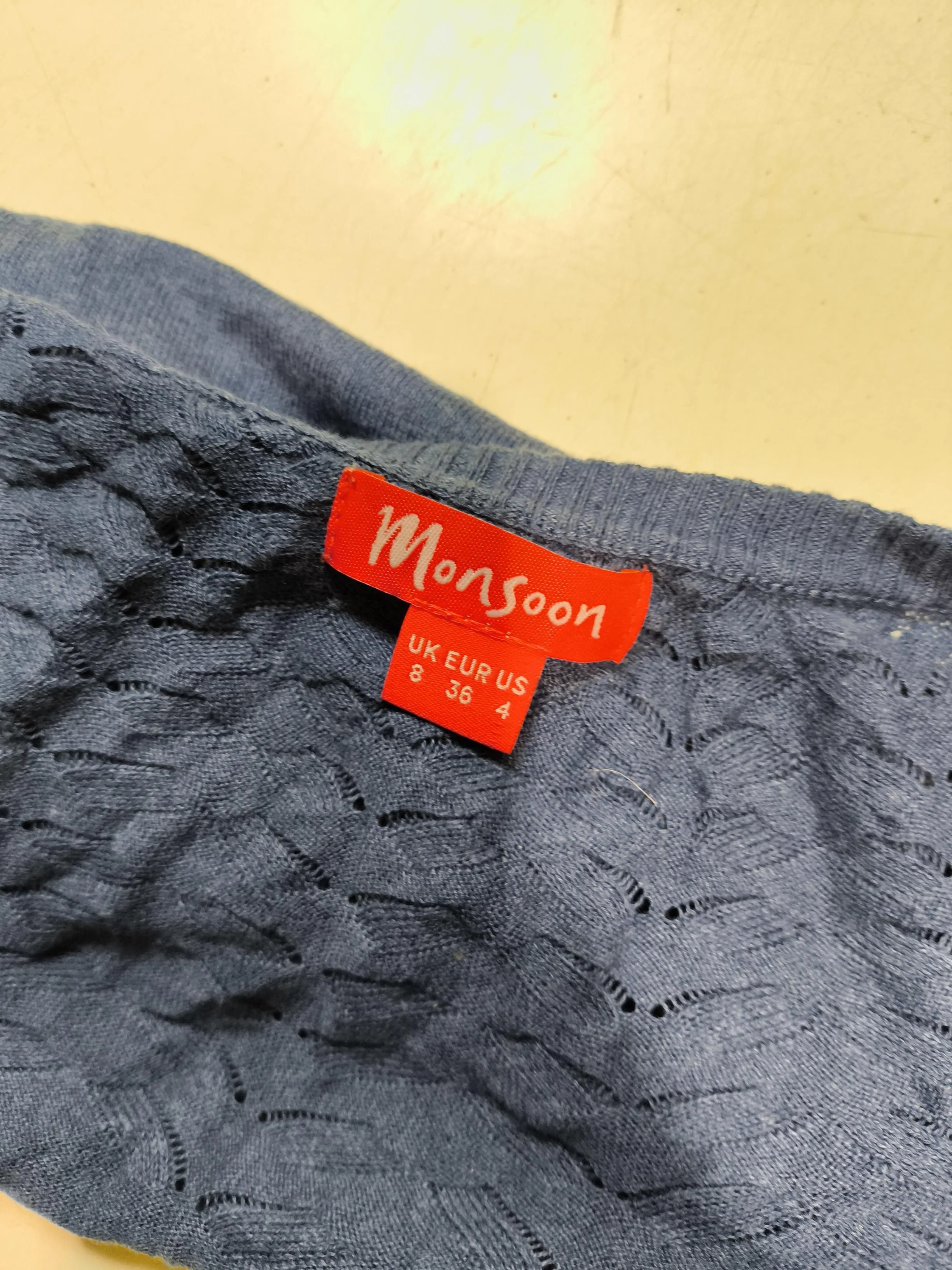 Monsoon Women's Cardigan UK 8 Blue 100% Cotton Round Neck Cardigan - Image 7