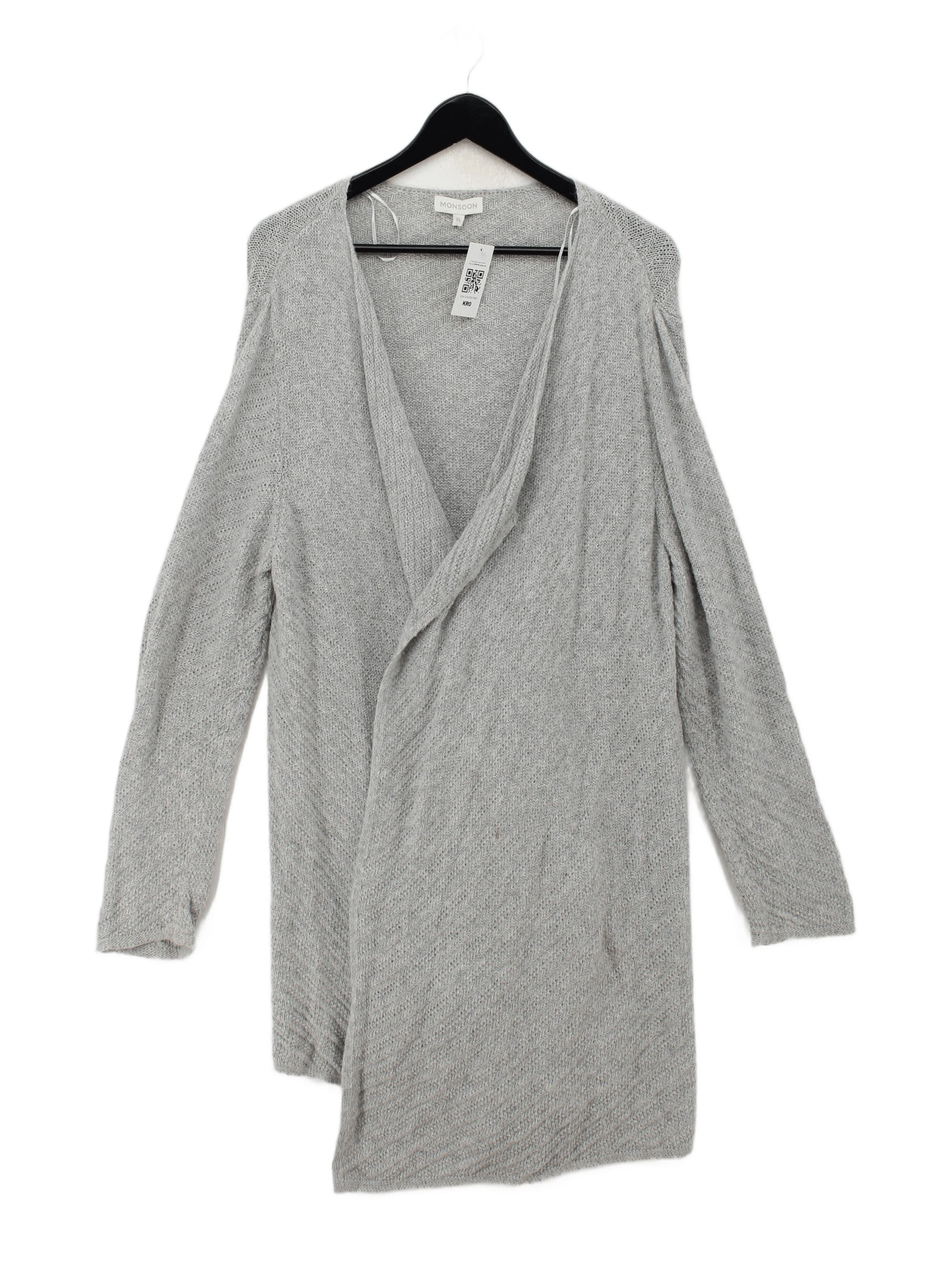 Monsoon Women's Cardigan XL Grey Polyamide with Viscose, Other V-Neck Cardigan