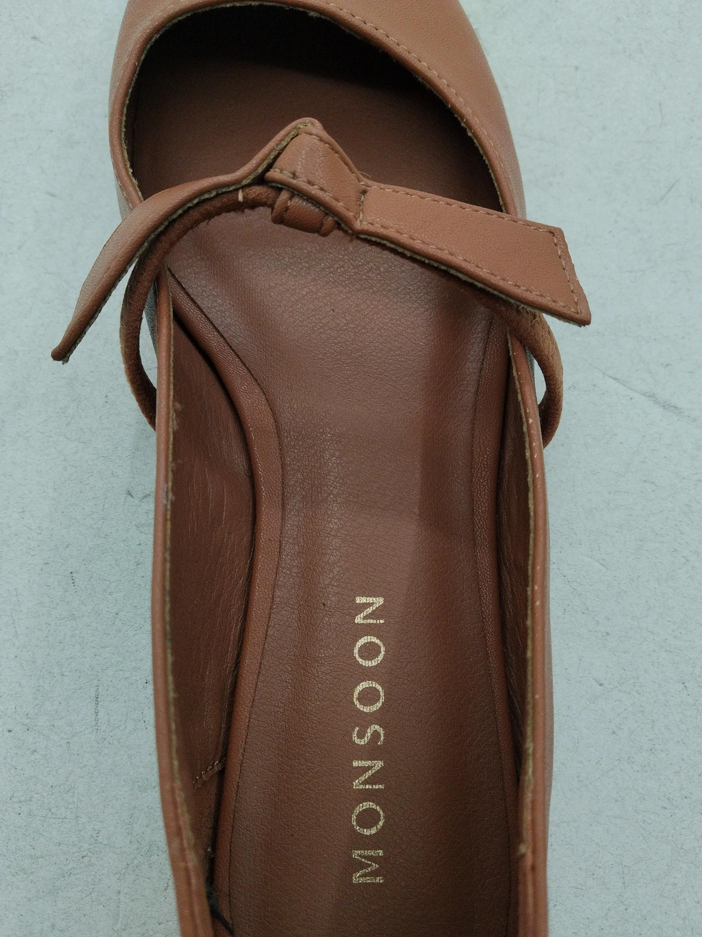 Monsoon Women's Flat Shoes UK 4 Tan 100% Faux Leather Mary Jane - Image 6