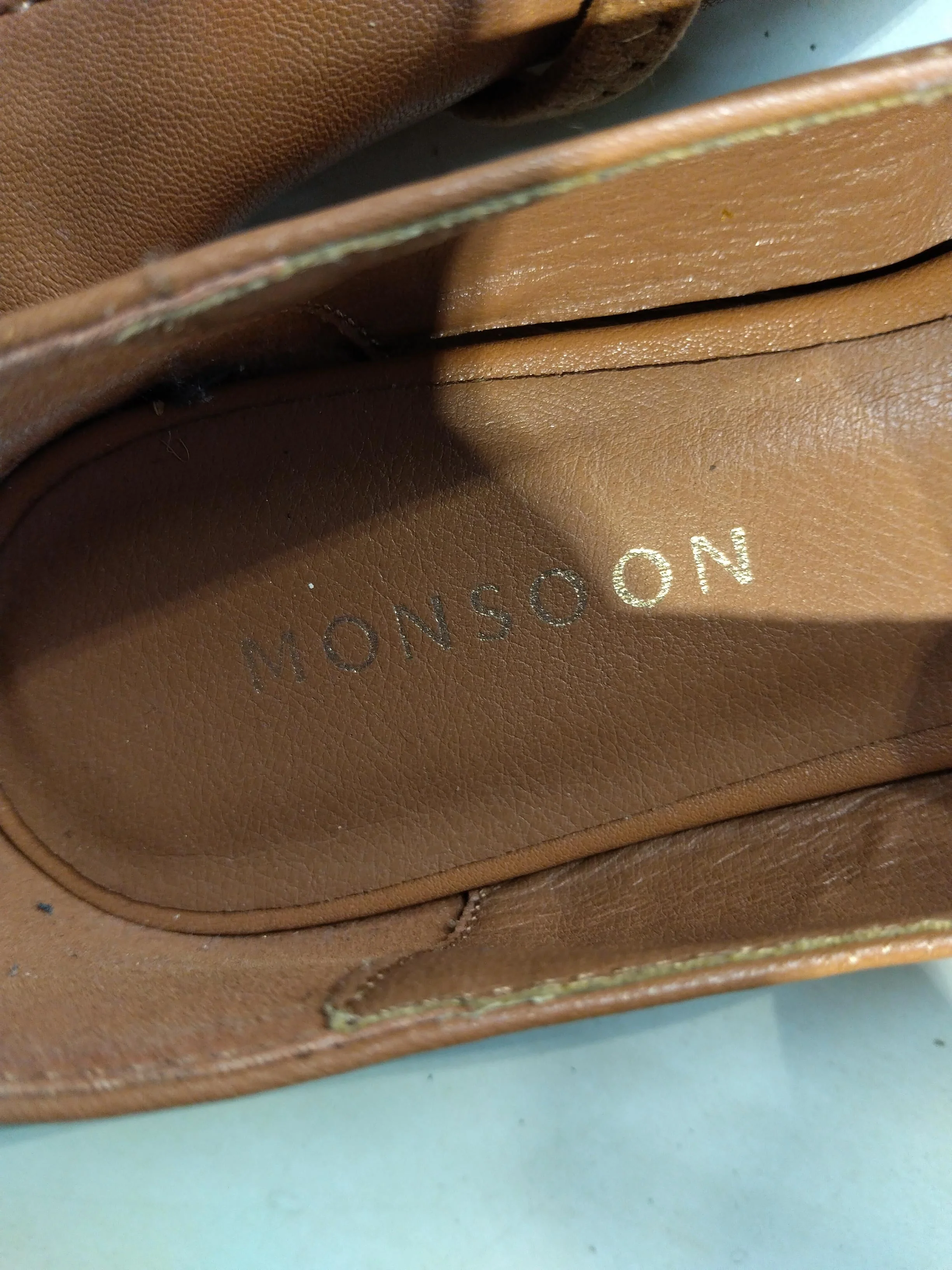 Monsoon Women's Flat Shoes UK 4 Tan 100% Faux Leather Mary Jane - Image 8