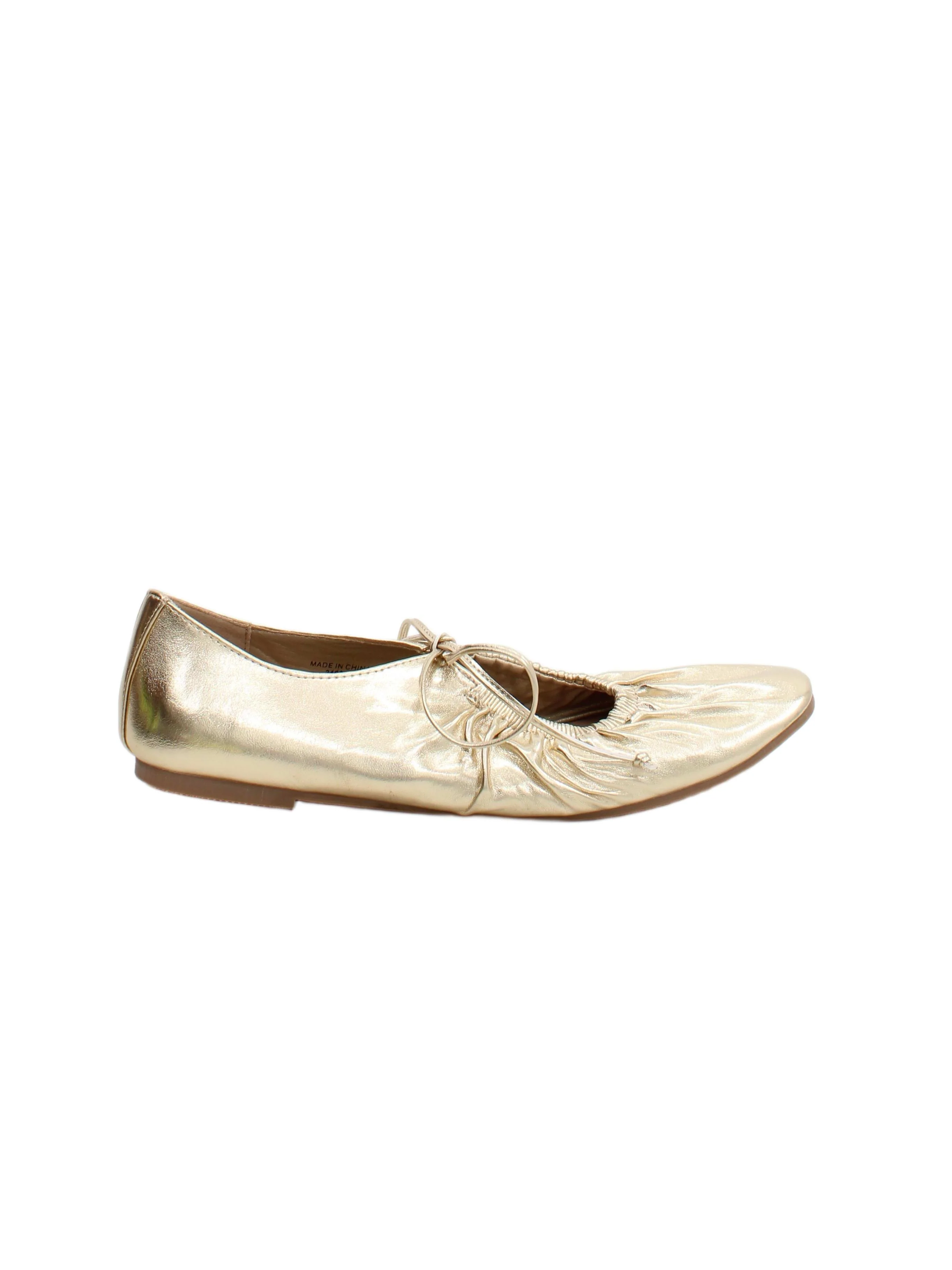 Monsoon Women's Flat Shoes UK 6.5 Gold 100% Faux Leather Ballet