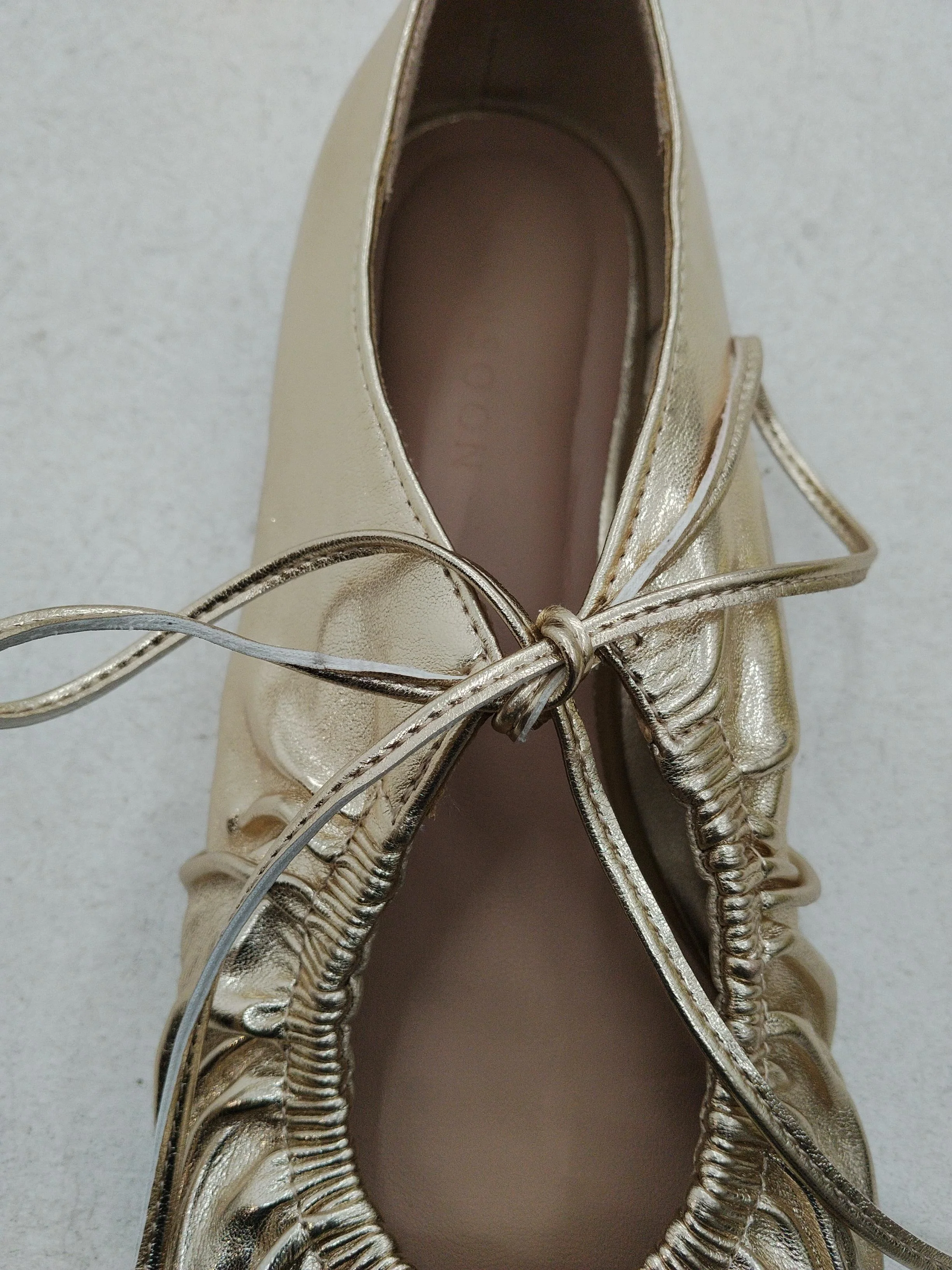 Monsoon Women's Flat Shoes UK 6.5 Gold 100% Faux Leather Ballet - Image 6