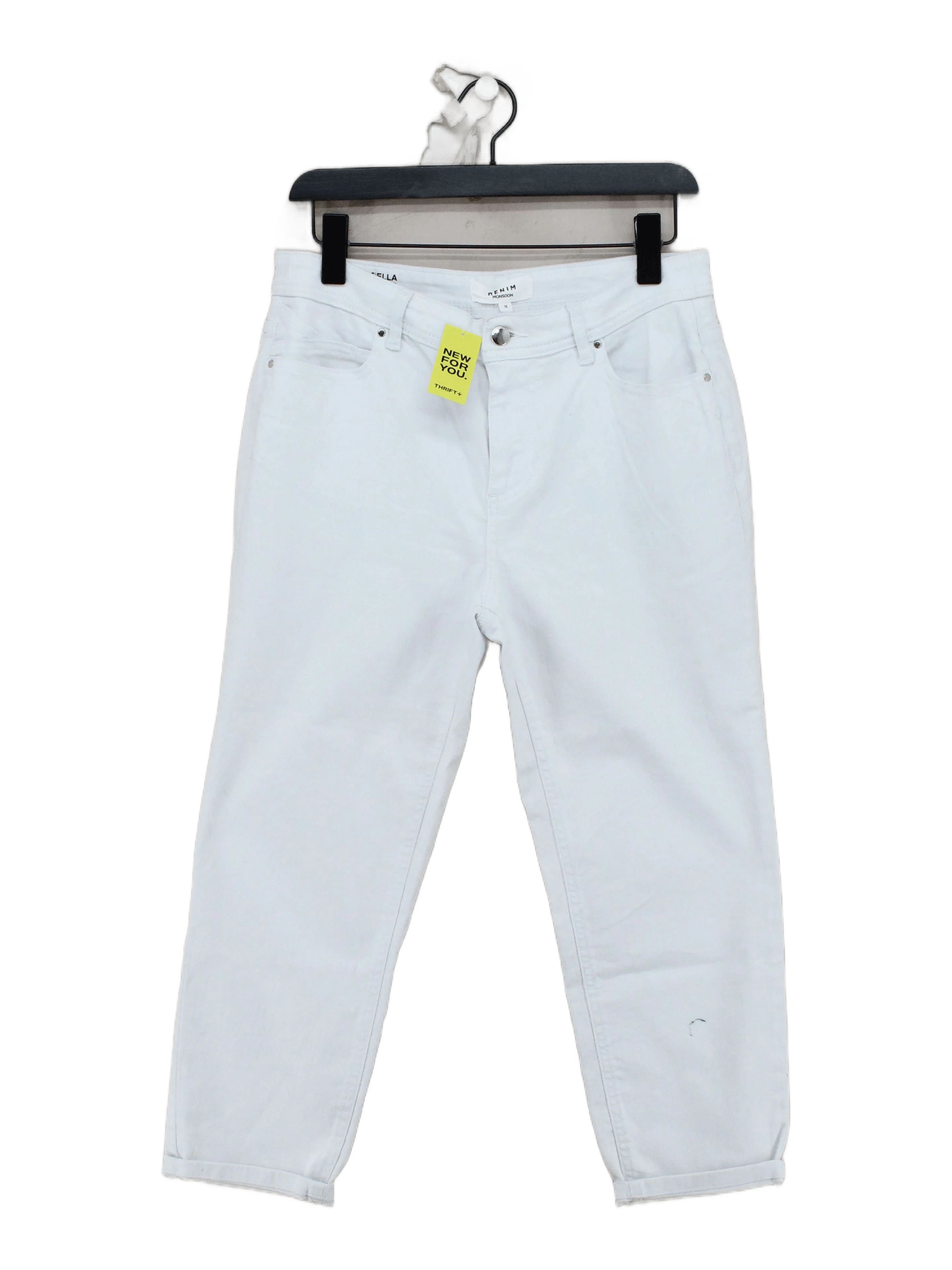 Monsoon Women's Jeans UK 12 White Cotton with Elastane Mom