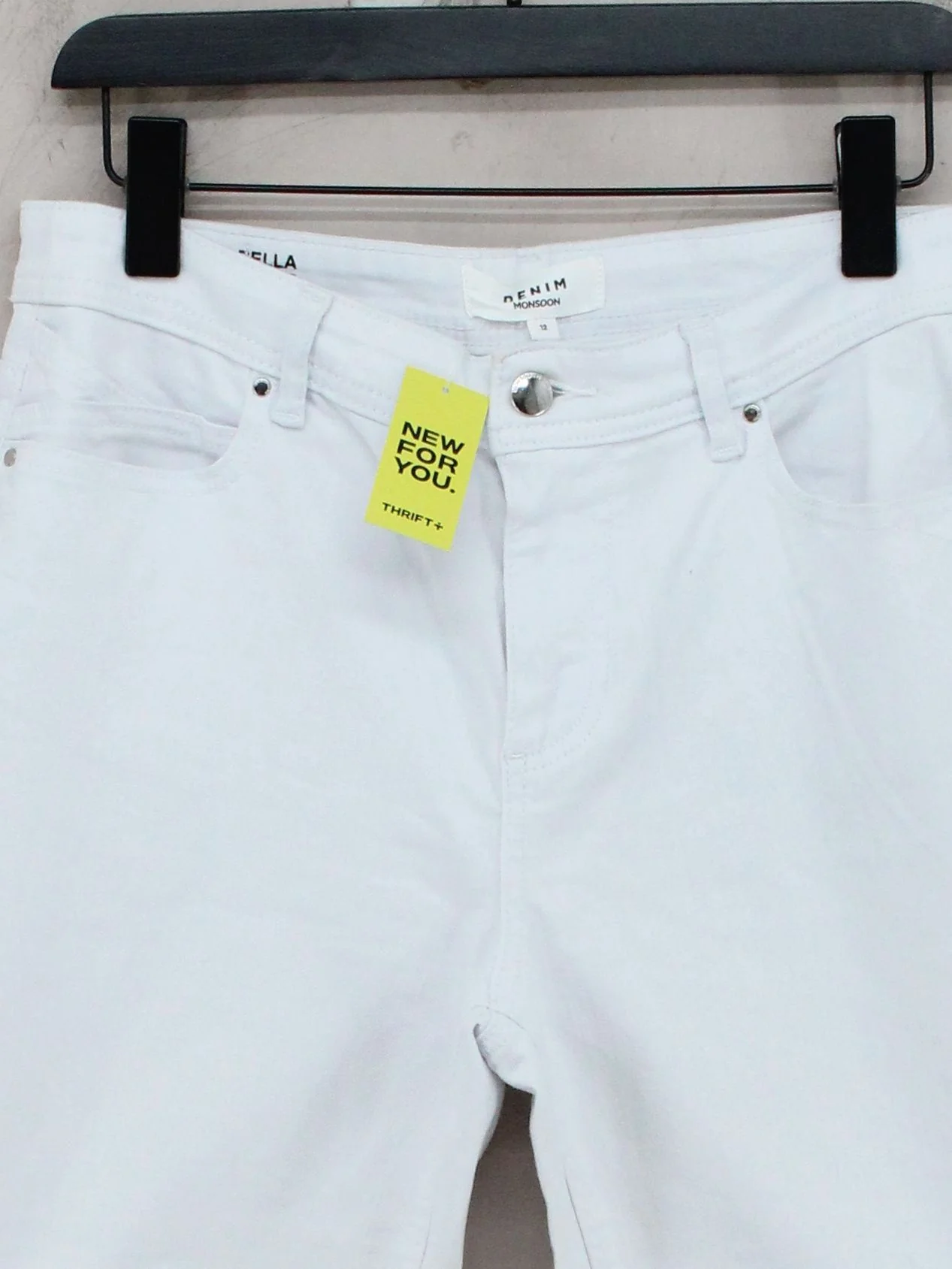 Monsoon Women's Jeans UK 12 White Cotton with Elastane Mom - Image 3