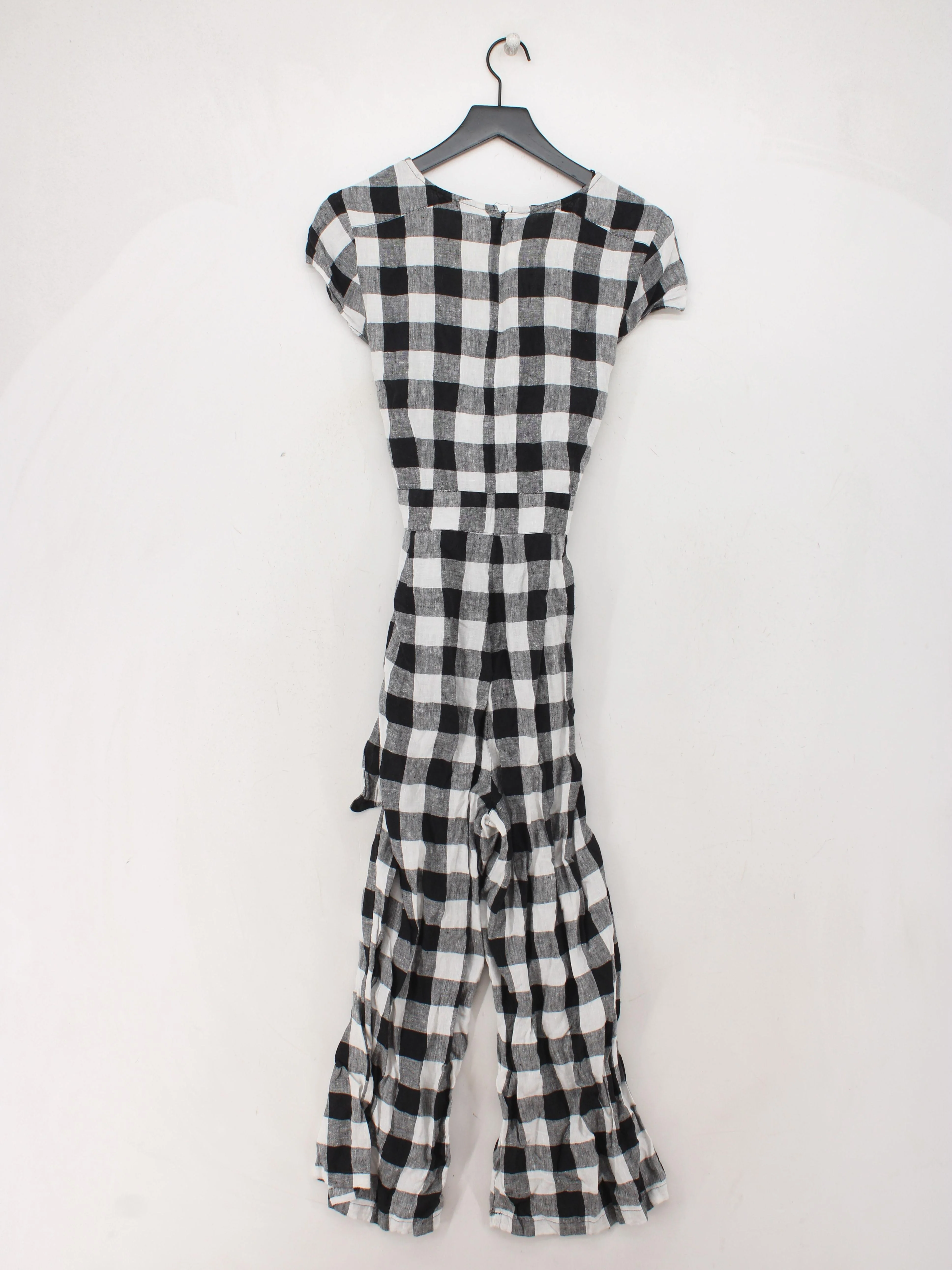 Monsoon Women's Jumpsuit UK 16 Multi Checkered 100% Linen Wide-Leg Jumpsuit - Image 2