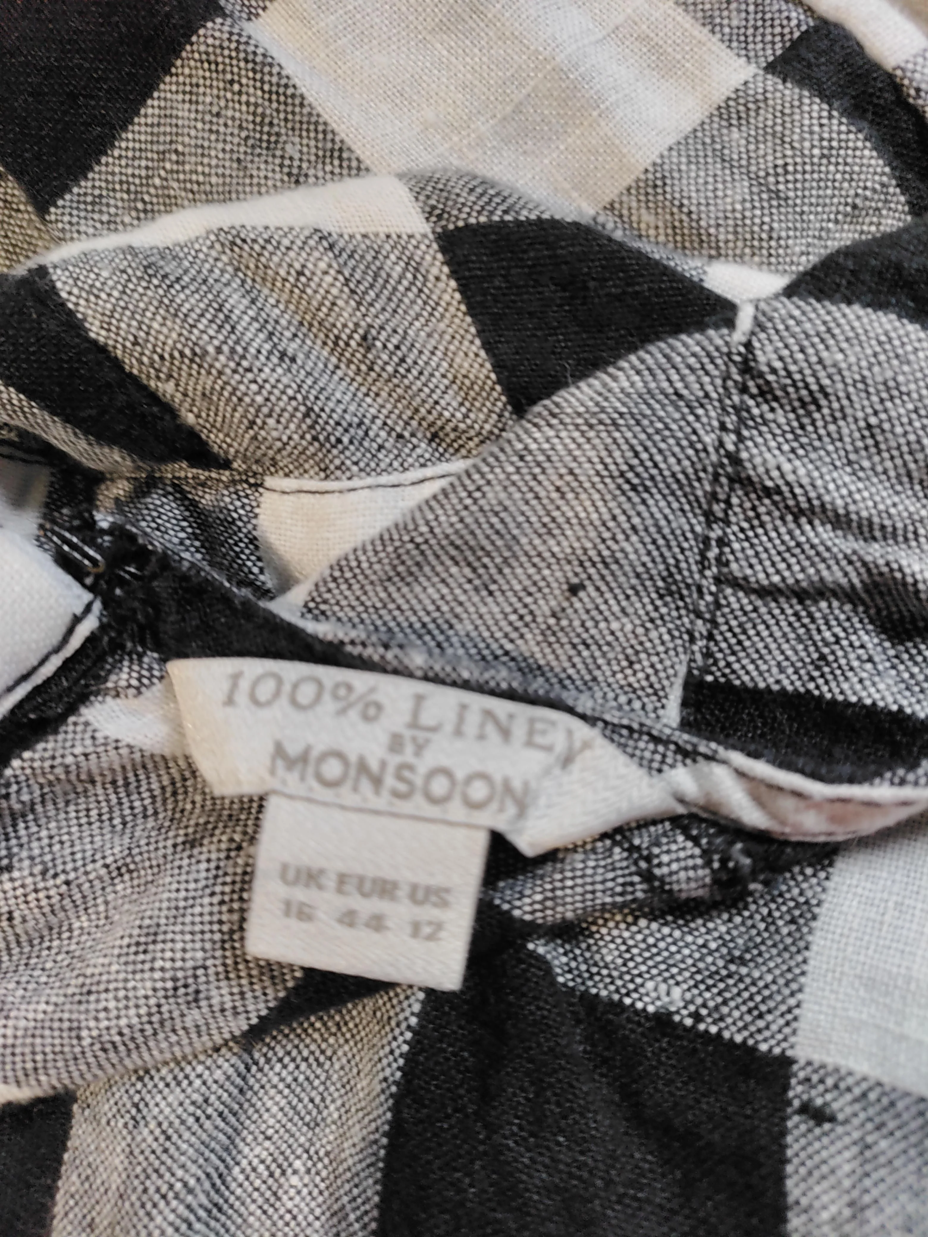 Monsoon Women's Jumpsuit UK 16 Multi Checkered 100% Linen Wide-Leg Jumpsuit - Image 5