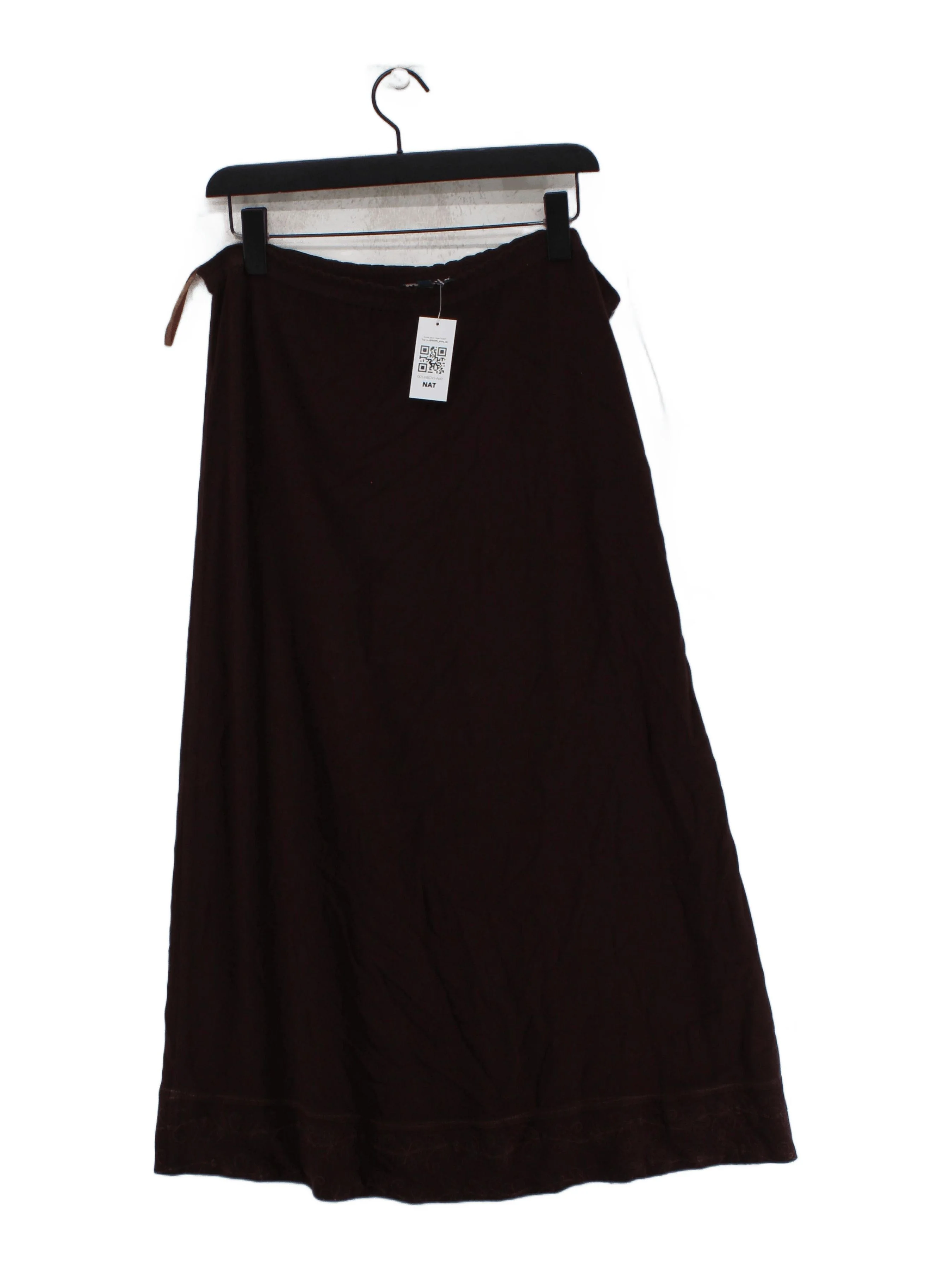 Monsoon Women's Midi Skirt M Brown 100% Cotton Midi A-Line