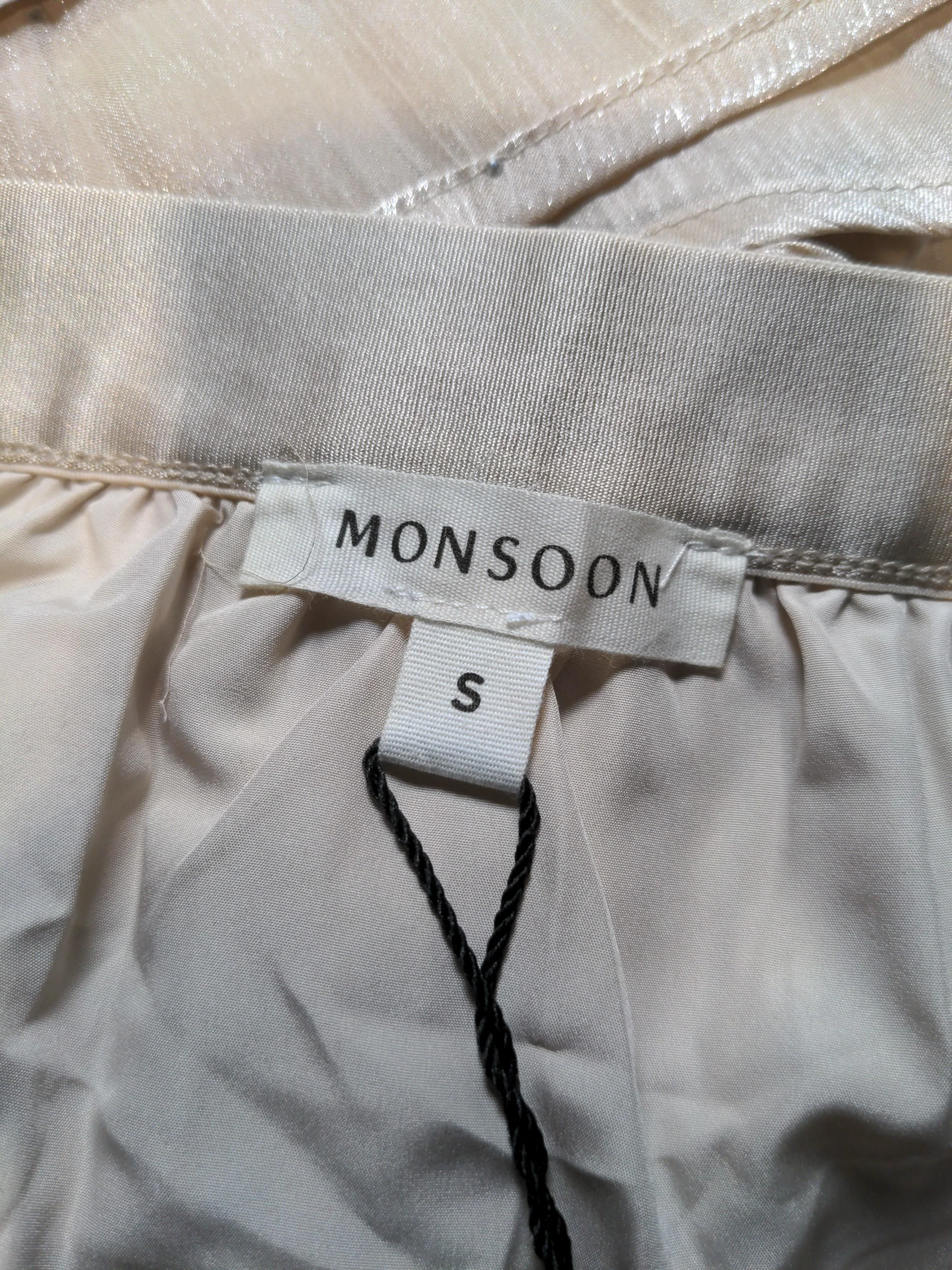Monsoon Women's Midi Skirt S Cream 100% Polyester Midi Pleated - Image 5