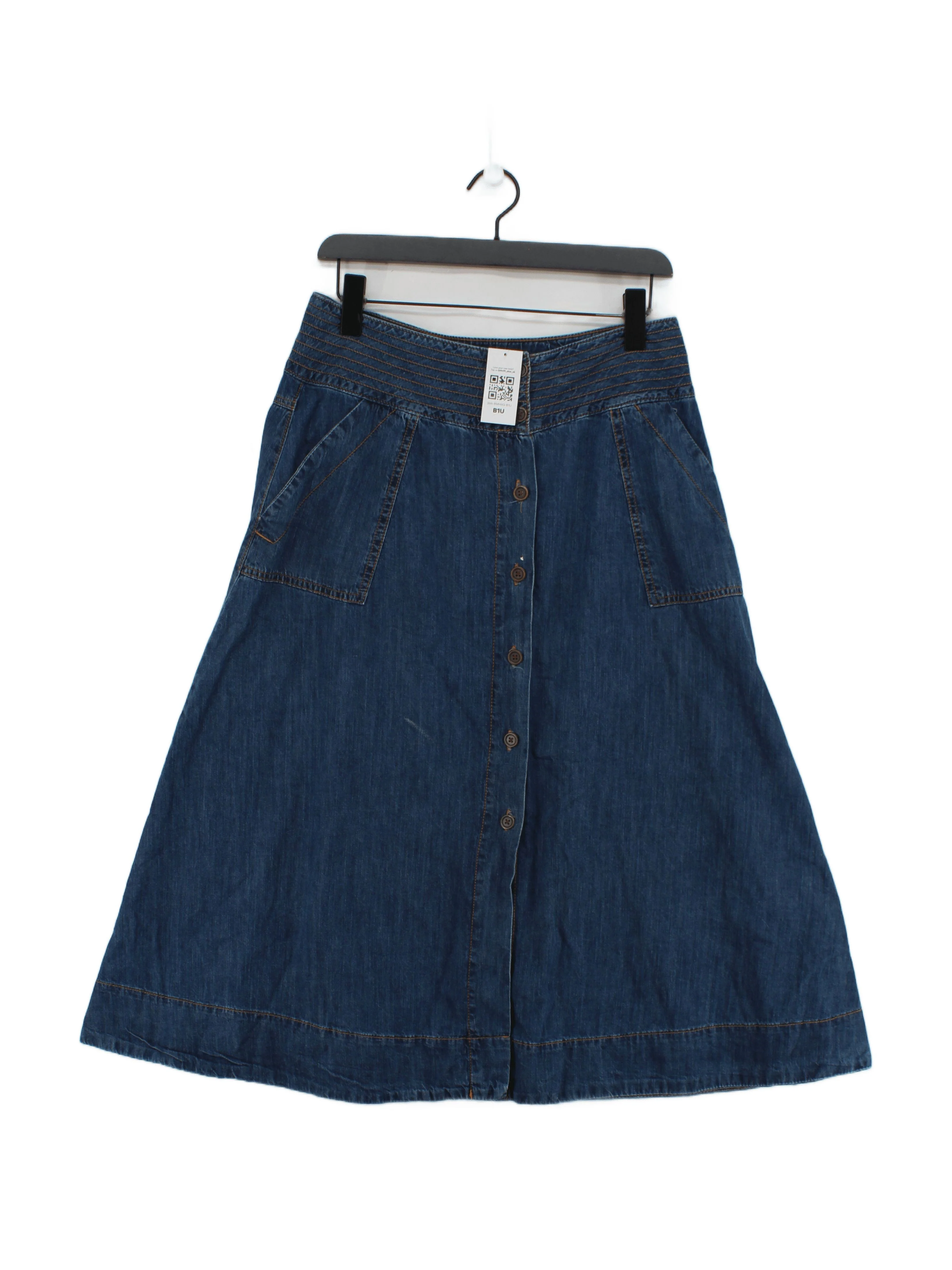Monsoon Women's Midi Skirt UK 12 Blue 100% Cotton Midi A-Line