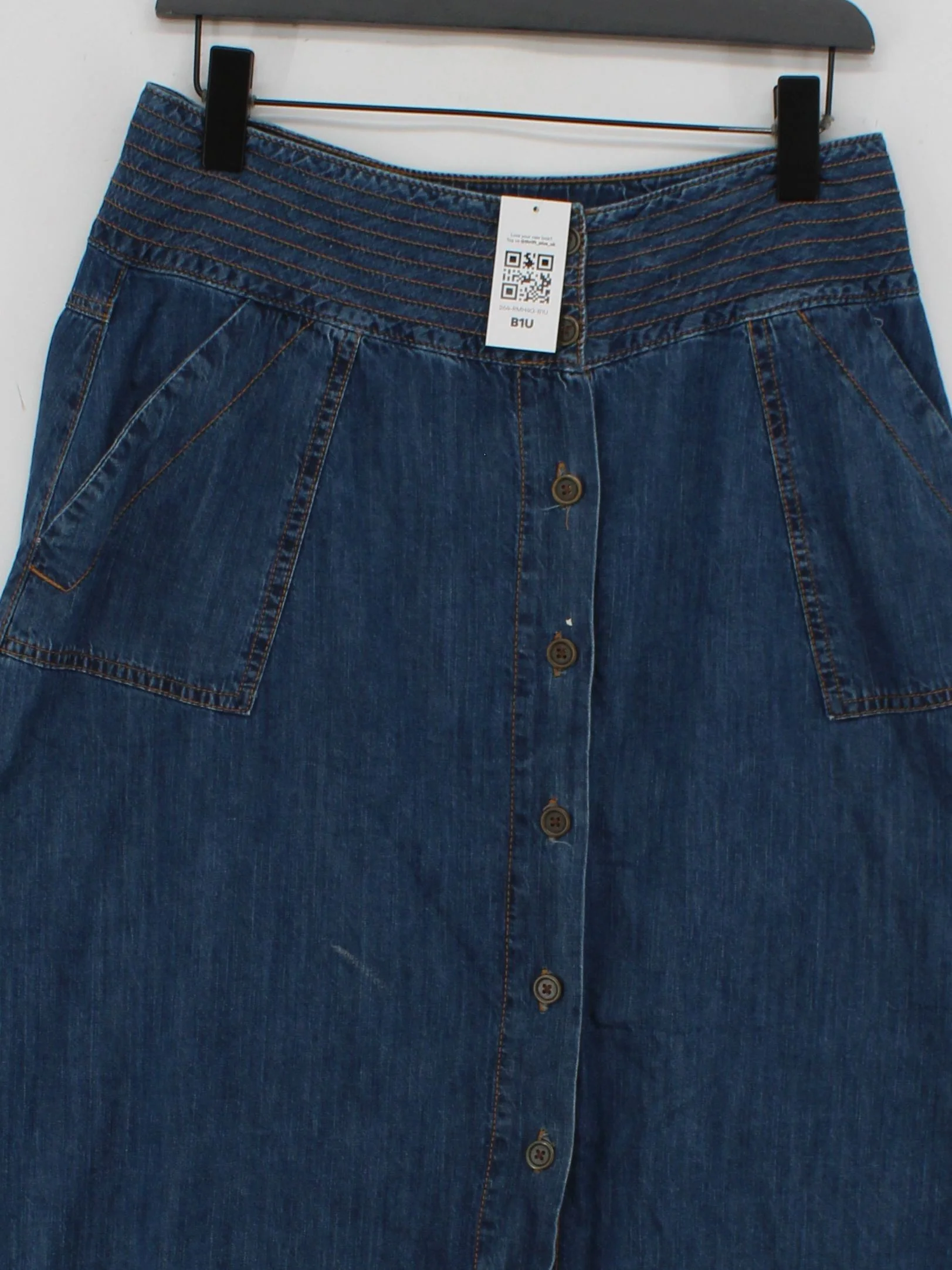 Monsoon Women's Midi Skirt UK 12 Blue 100% Cotton Midi A-Line - Image 3