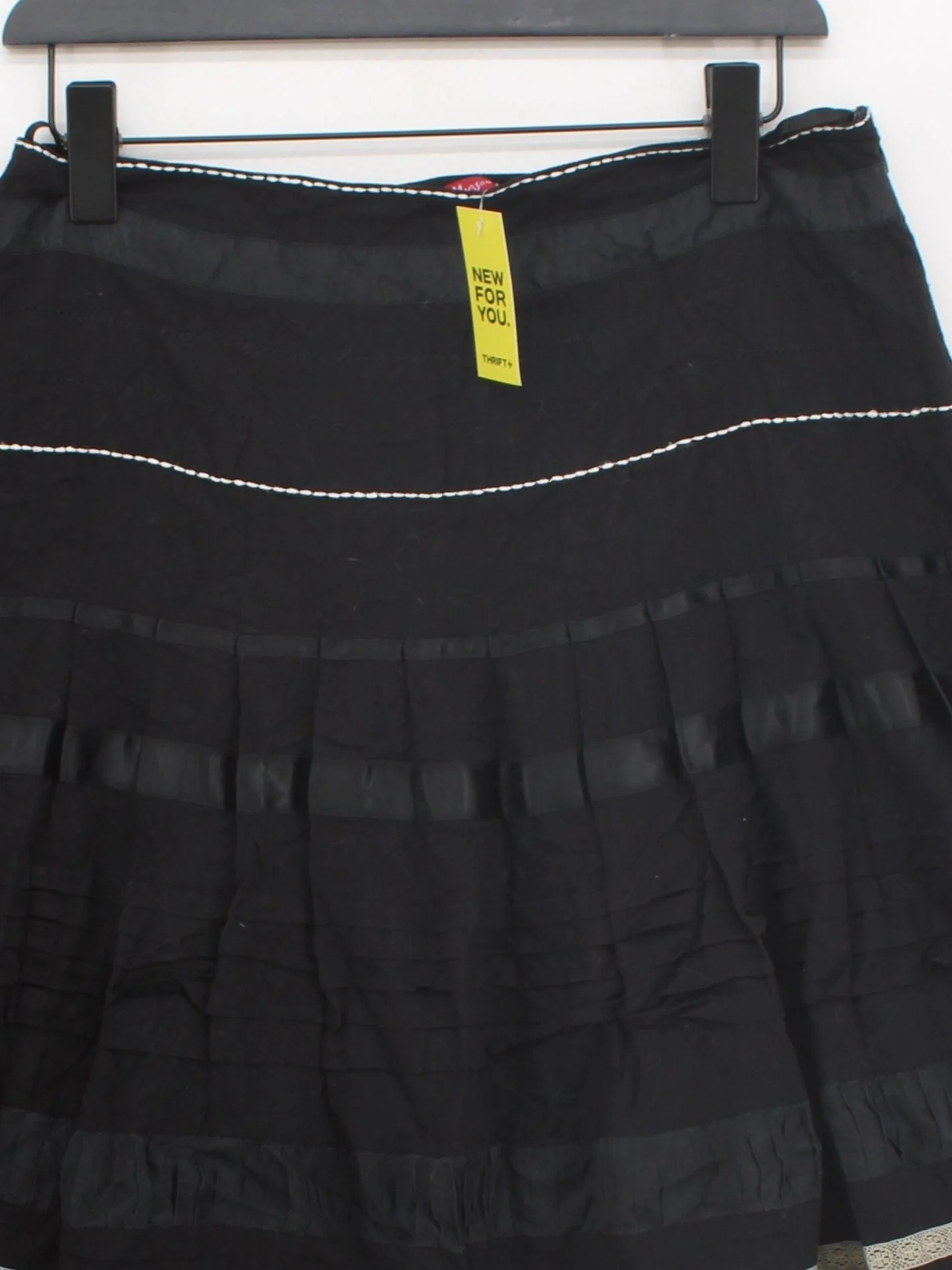 Monsoon Women's Midi Skirt UK 14 Black Cotton with Silk, Polyester A-Line - Image 3