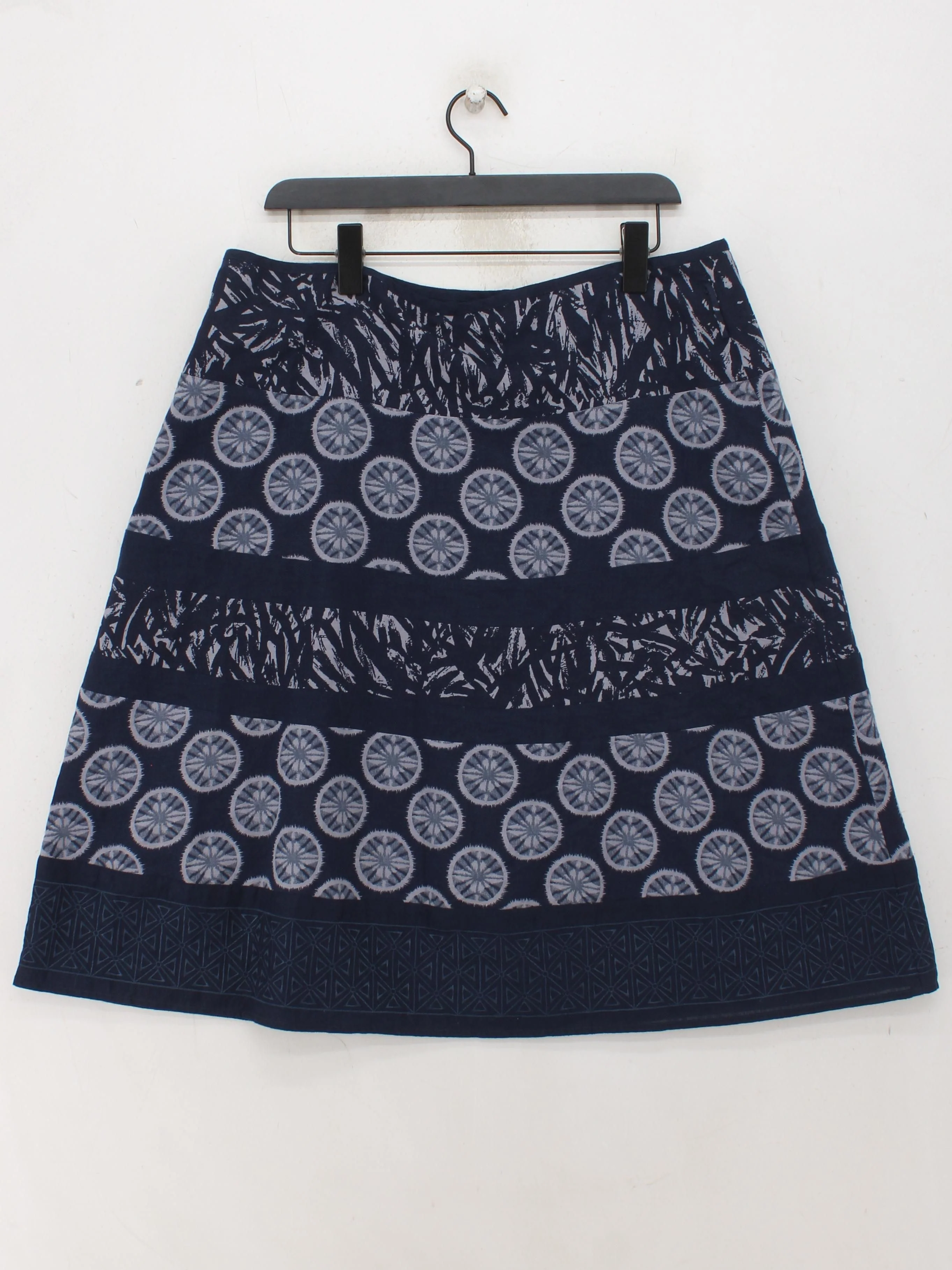 Monsoon Women's Midi Skirt UK 18 Blue Linen with Cotton, Acetate Midi A-Line - Image 2
