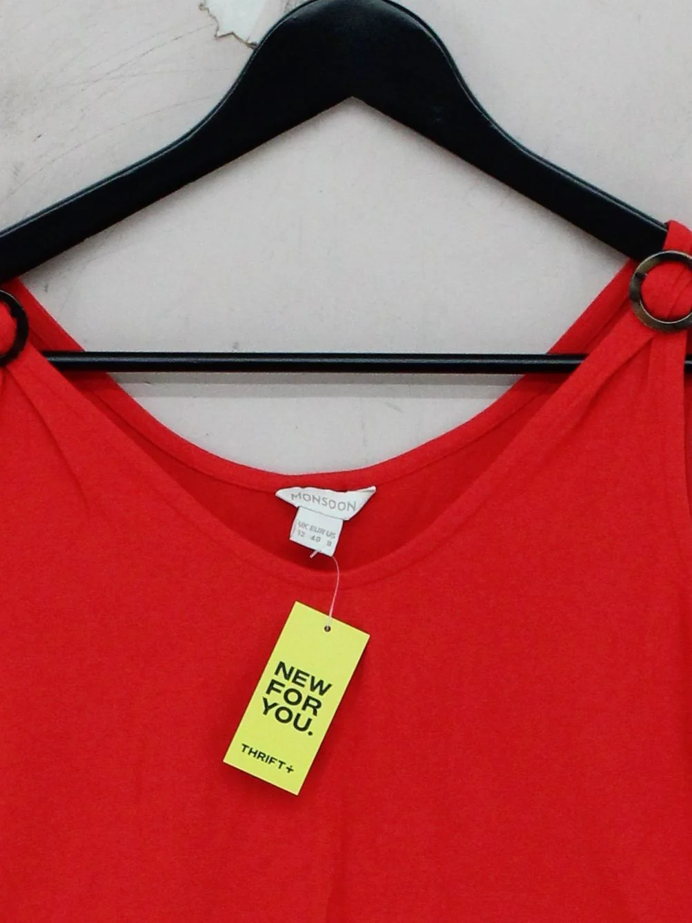 Monsoon Women's T-Shirt UK 12 Red Polyester with Viscose, Elastane Basic - Image 3