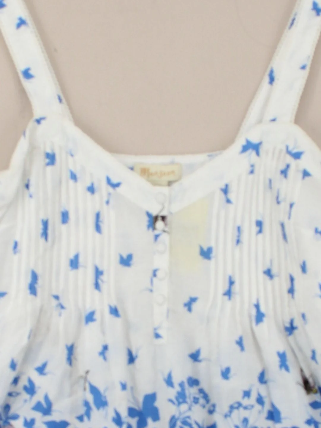 Monsoon Women's T-Shirt UK 12 White Floral 100% Cotton Sleeveless V-Neck Basic - Image 3